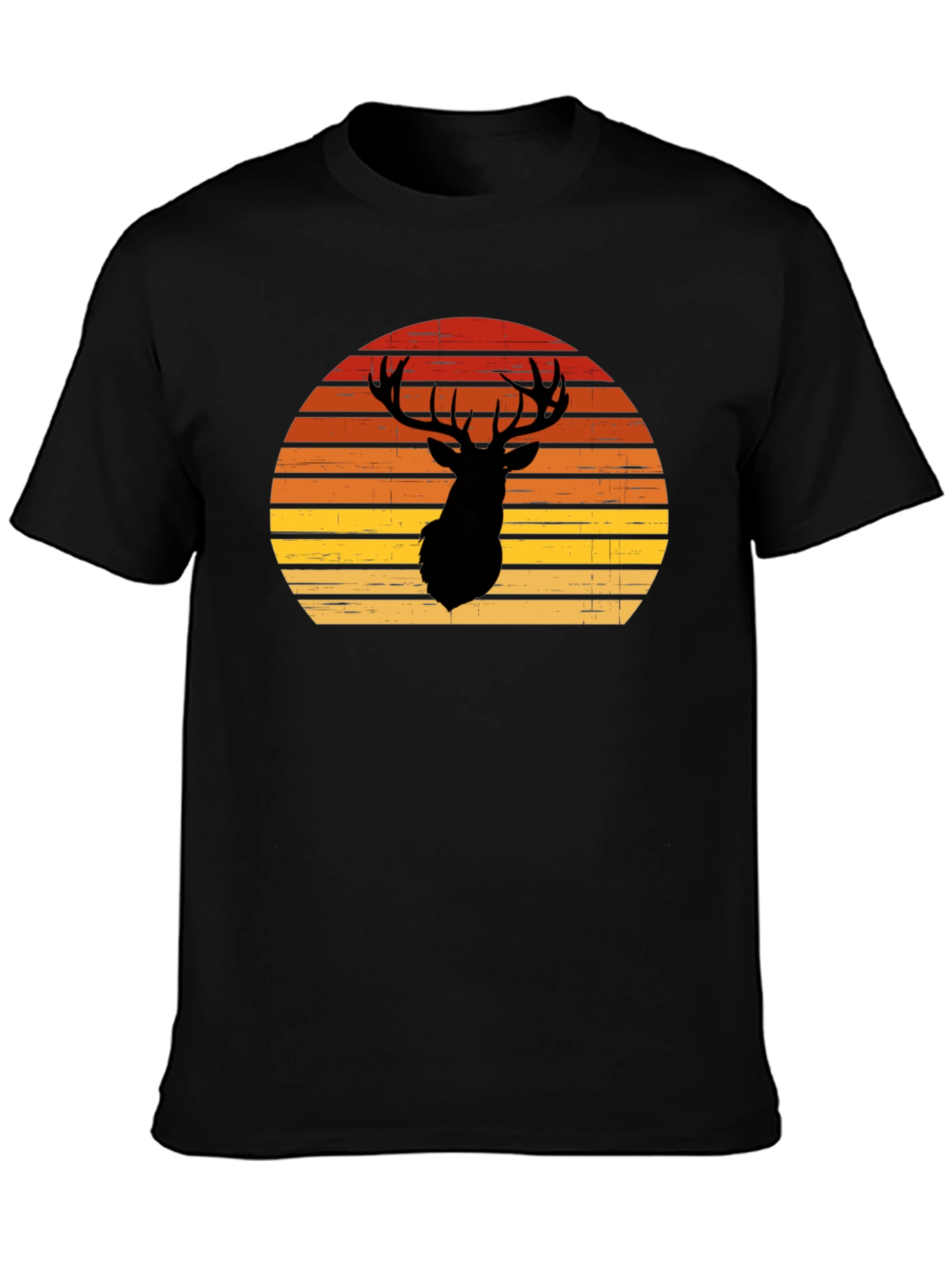 Black Retro Deer Silhouette T-Shirt view 3