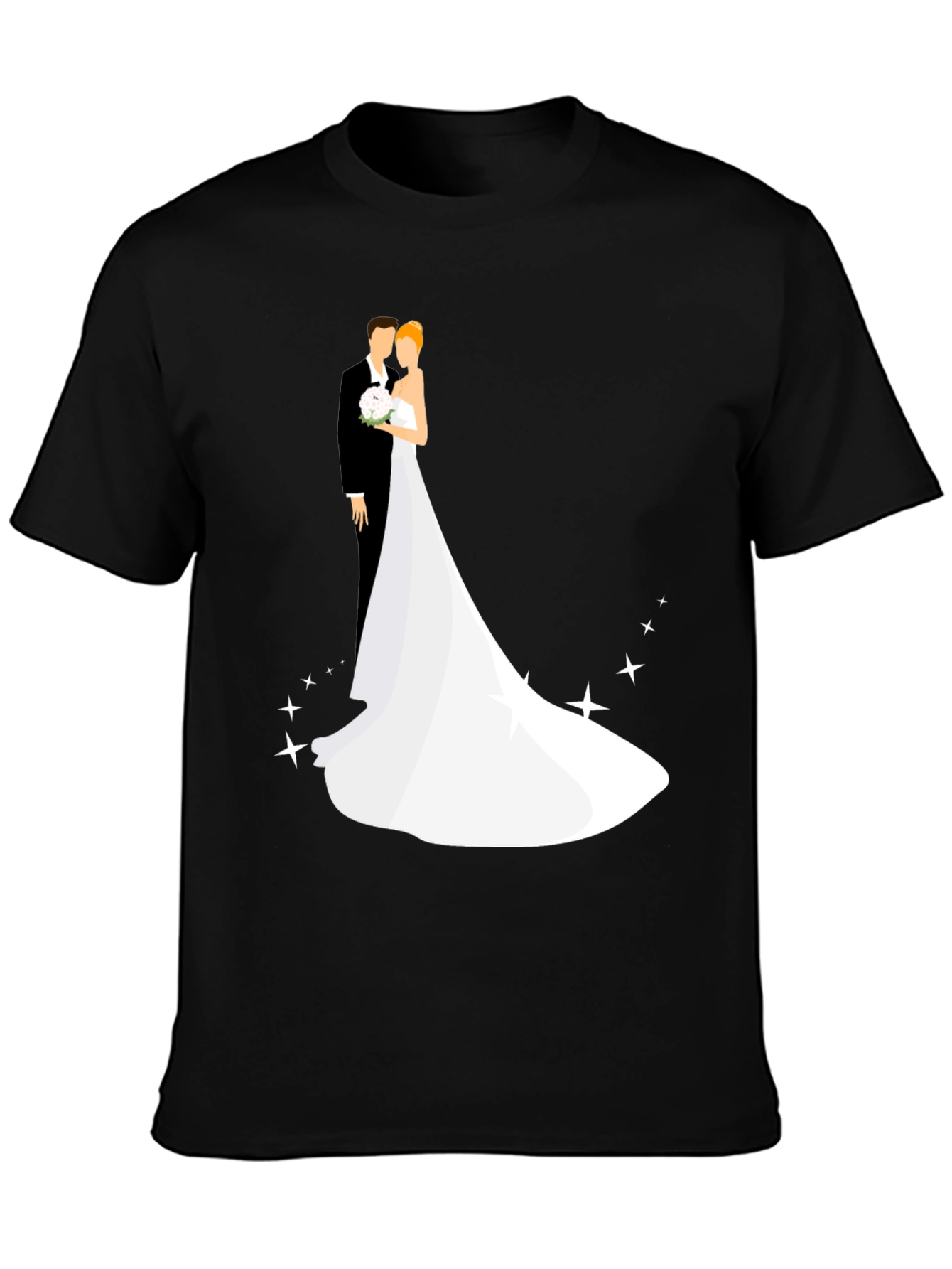 Black Wedding Couple Graphic Black T-Shirt view 3
