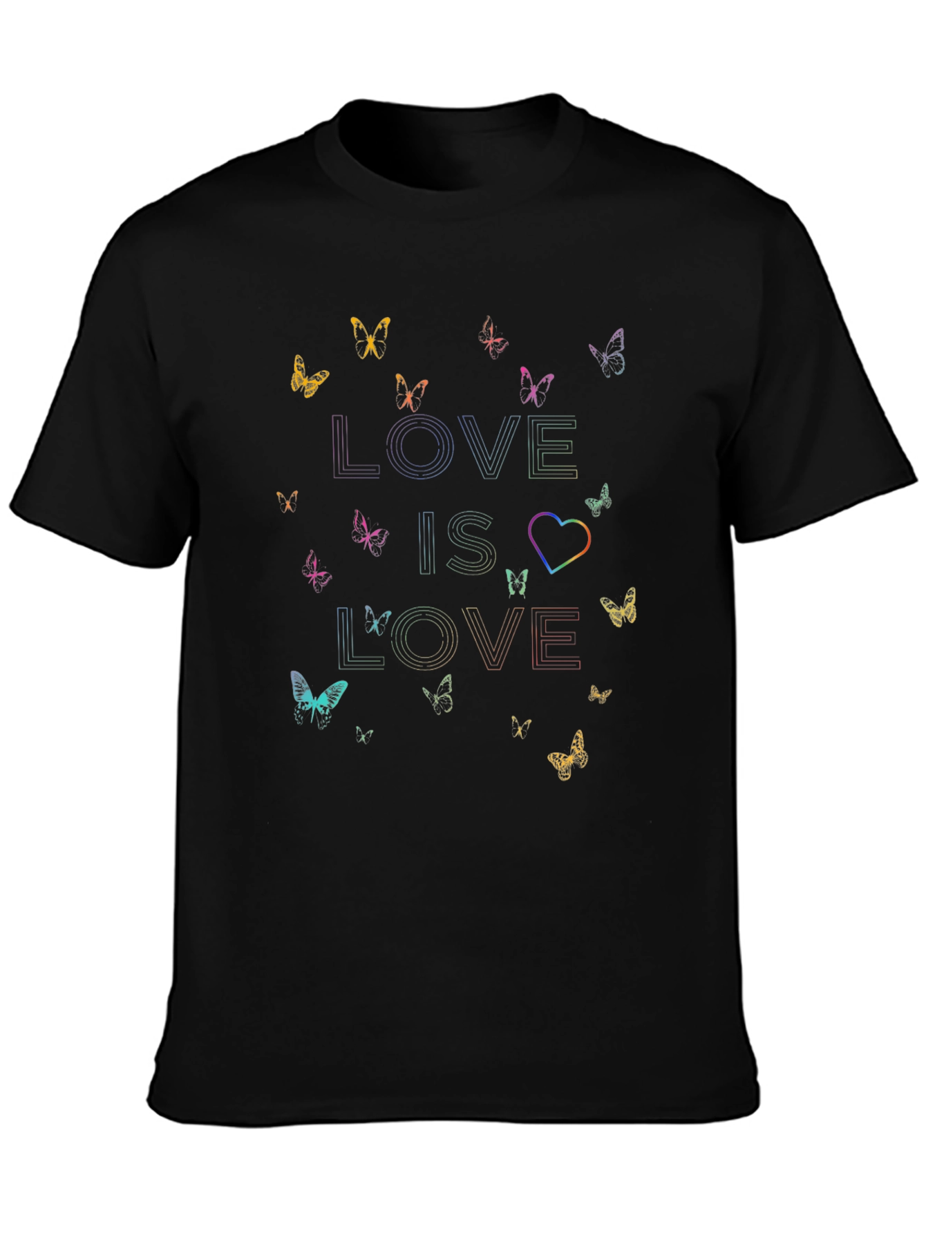 Black Love Is Love Rainbow Butterfly Tee view 3