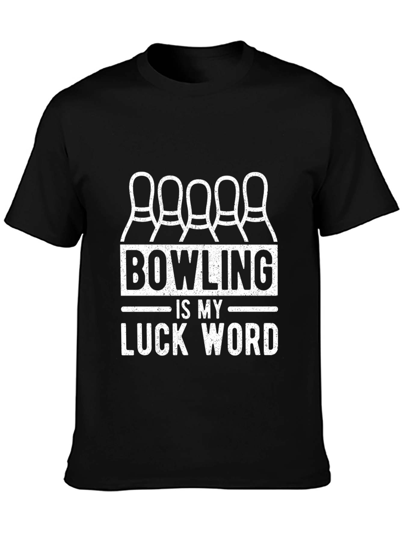Black Bowling is My Luck Word T-Shirt view 3