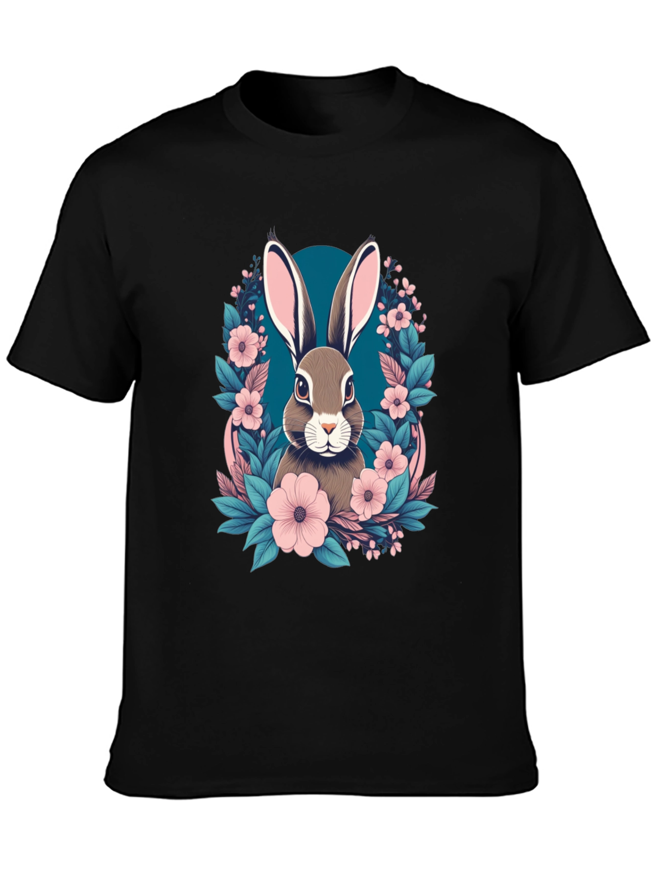 Black Floral Bunny Graphic Tee - Easter Style view 3