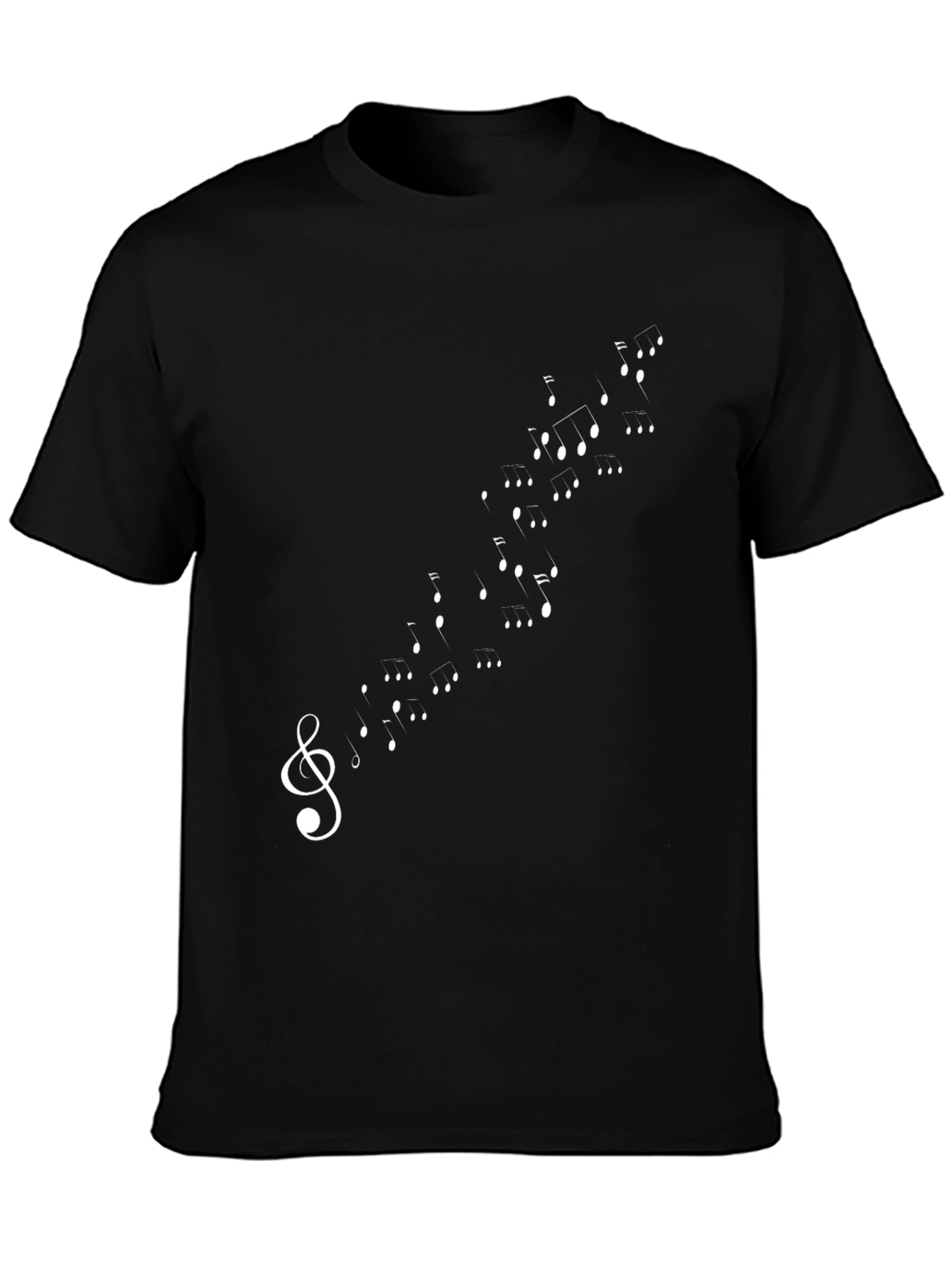 Black Musical Note Treble Clef Black T-Shirt view 3