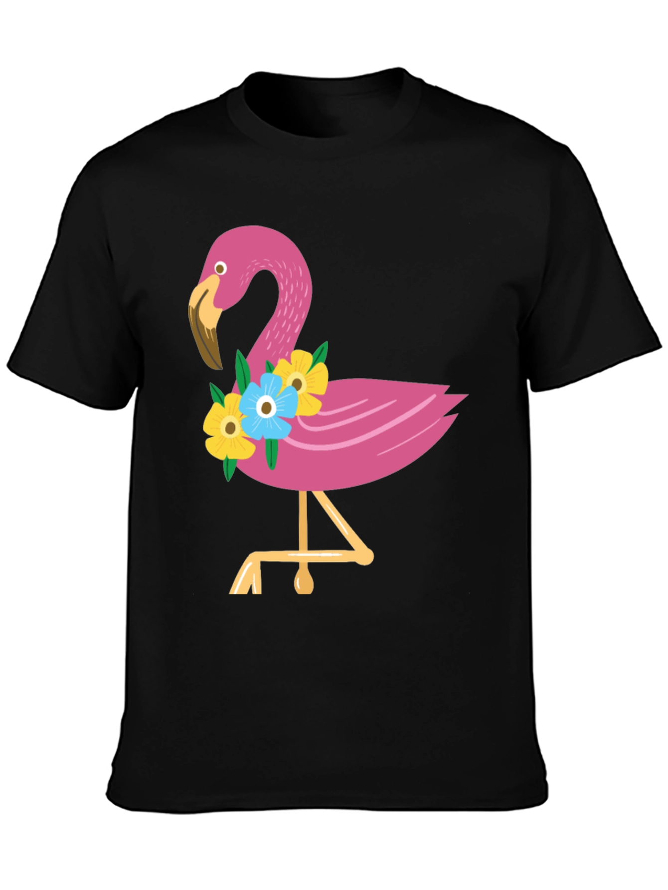 Black Tropical Flamingo Graphic Tee - Black view 3