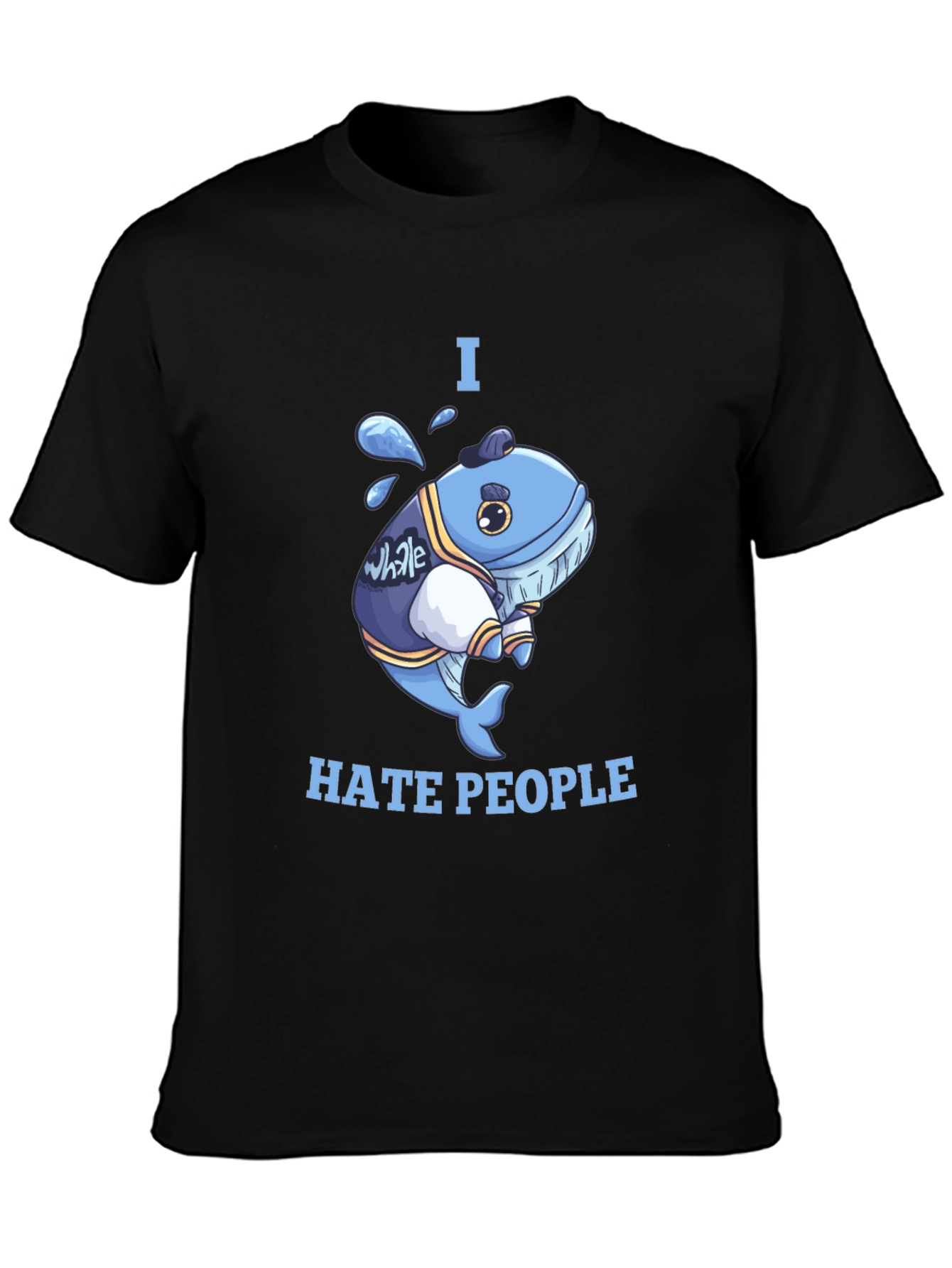Black I Hate People Whale T-Shirt view 3