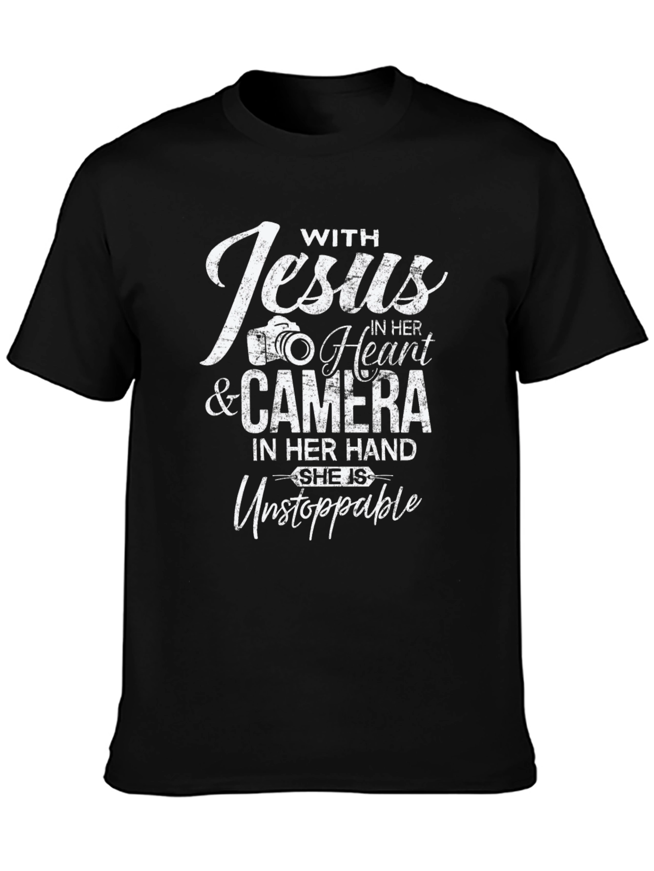 Black With Jesus & Camera T-Shirt view 3