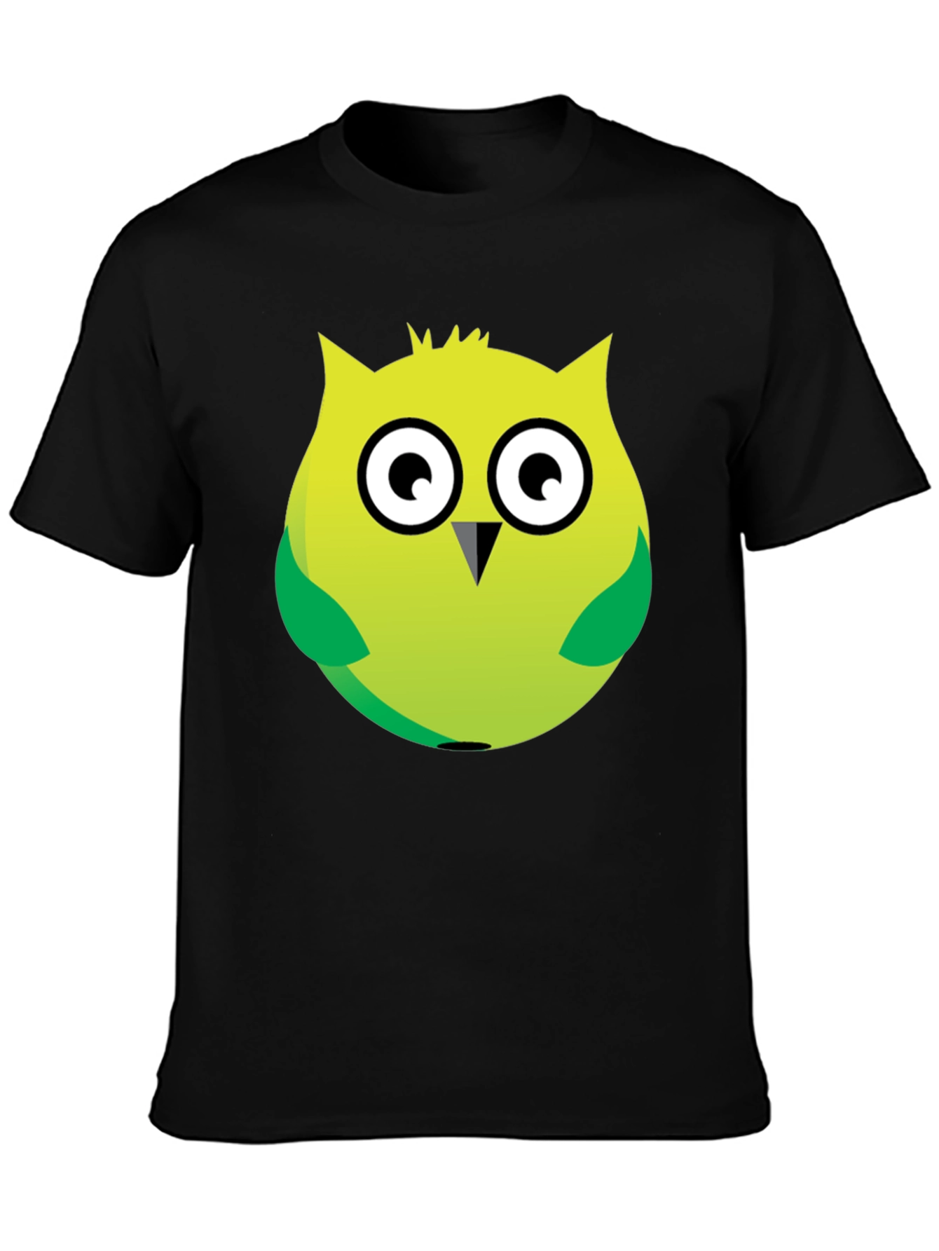 Black Cartoon Owl Graphic Tee - Soft Black Cotton Blend view 3