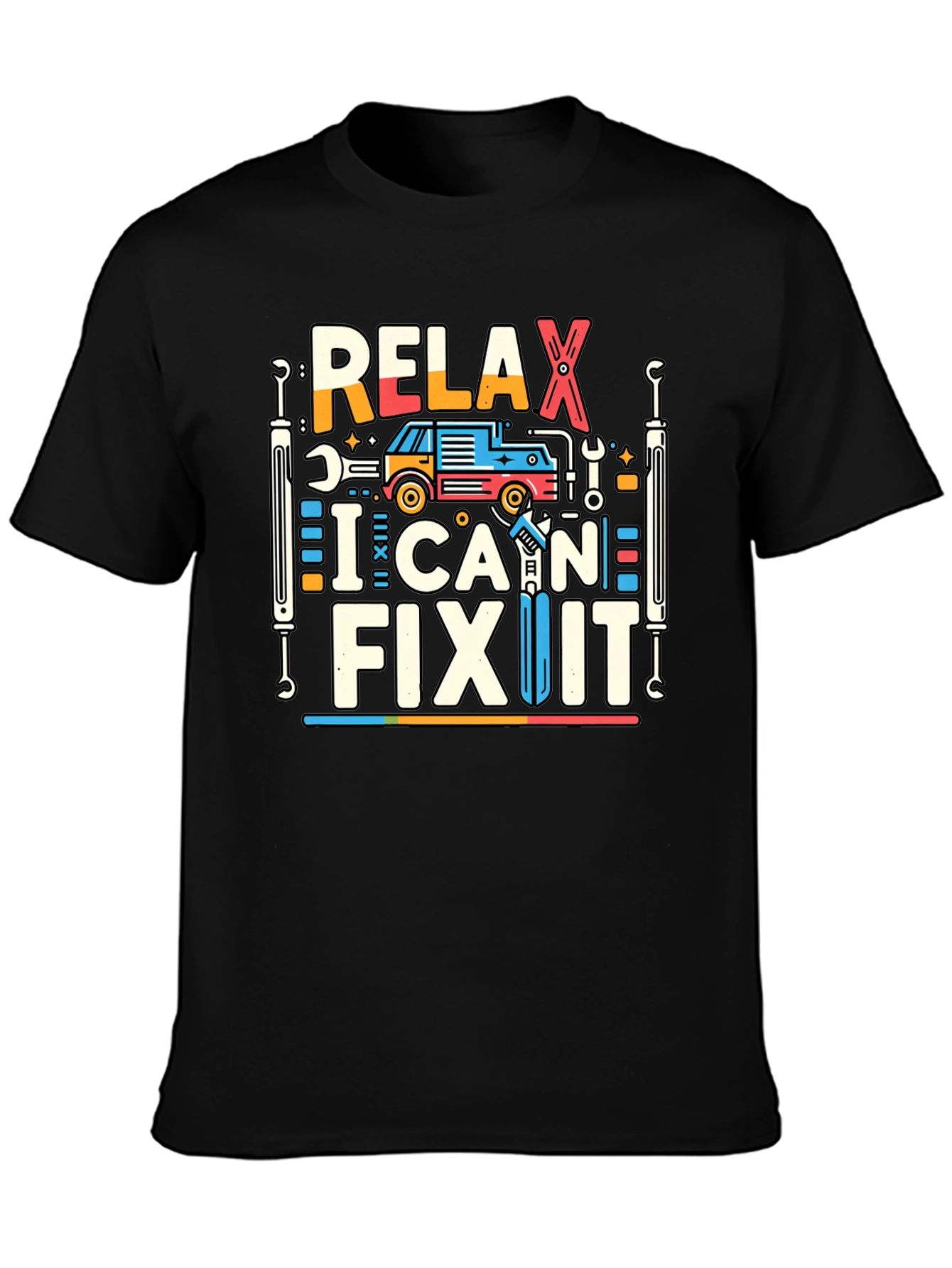 Black Relax I Can Fix It Graphic Tee - Mechanic Shirt view 3