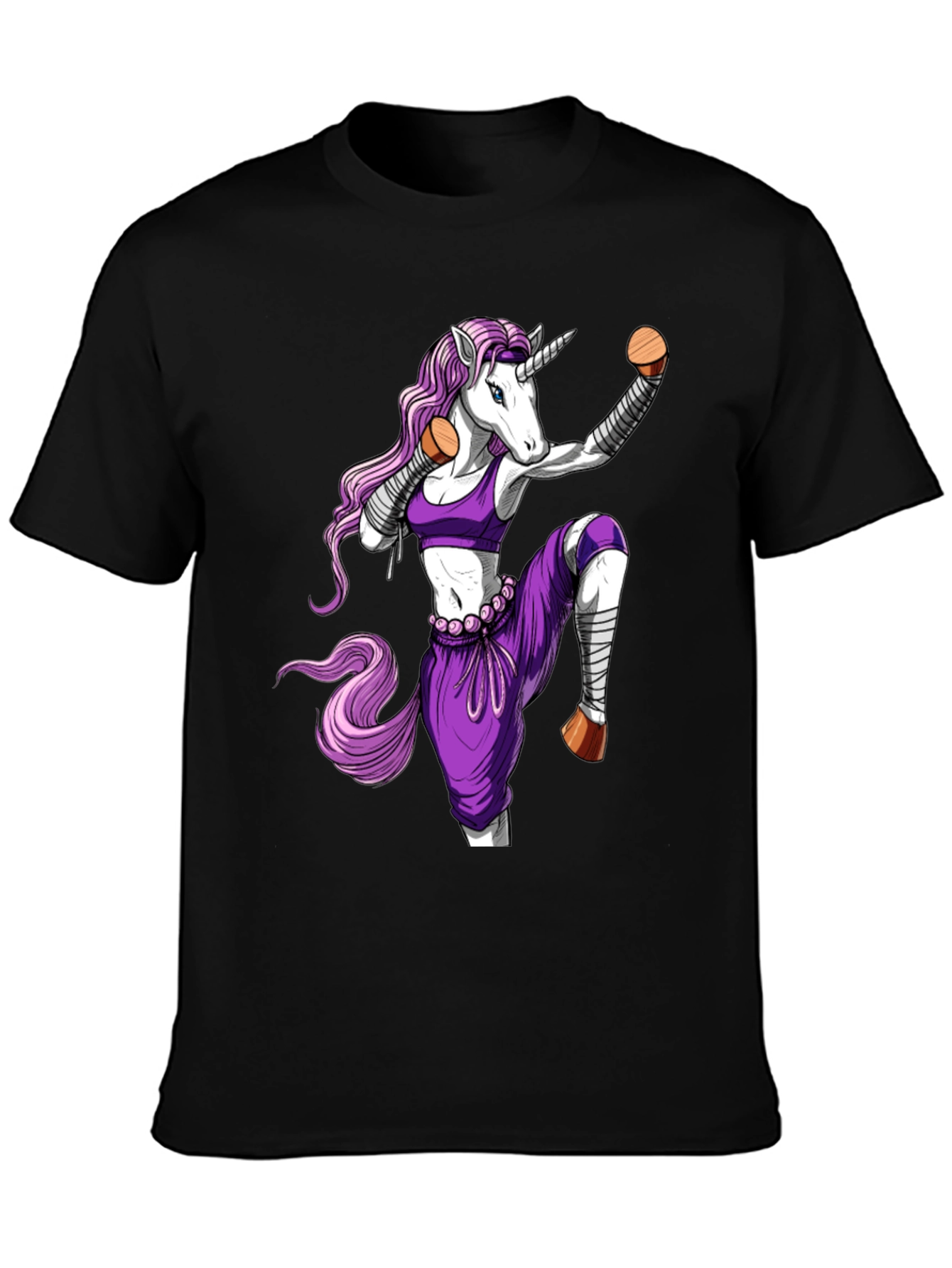 Black Martial Arts Unicorn T-Shirt view 3