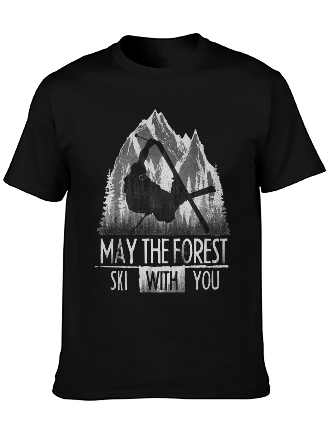 Black May the Forest Ski With You Black Graphic Tee view 3