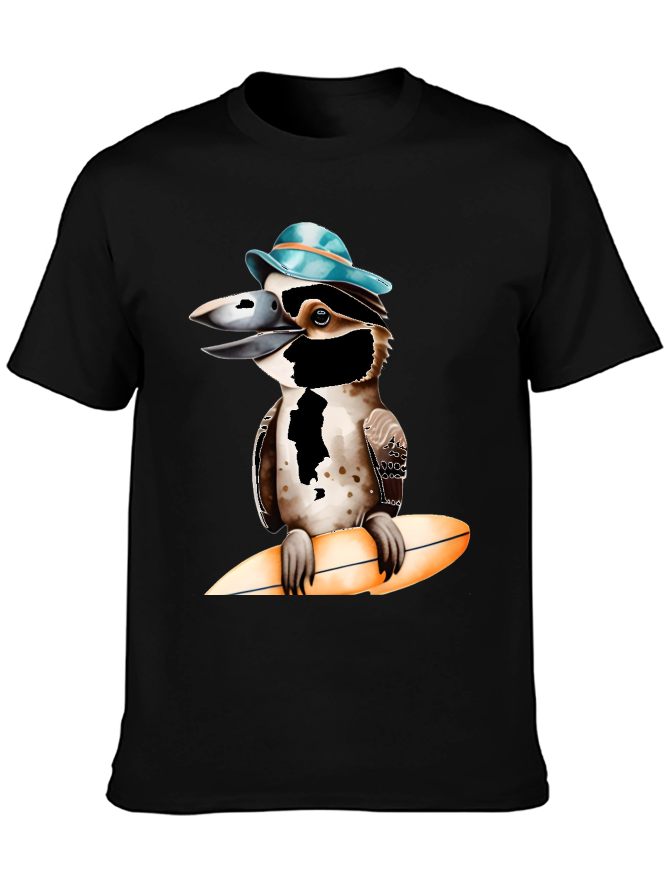 Black Kookaburra Surfer T-Shirt - Cool Bird Design view 3