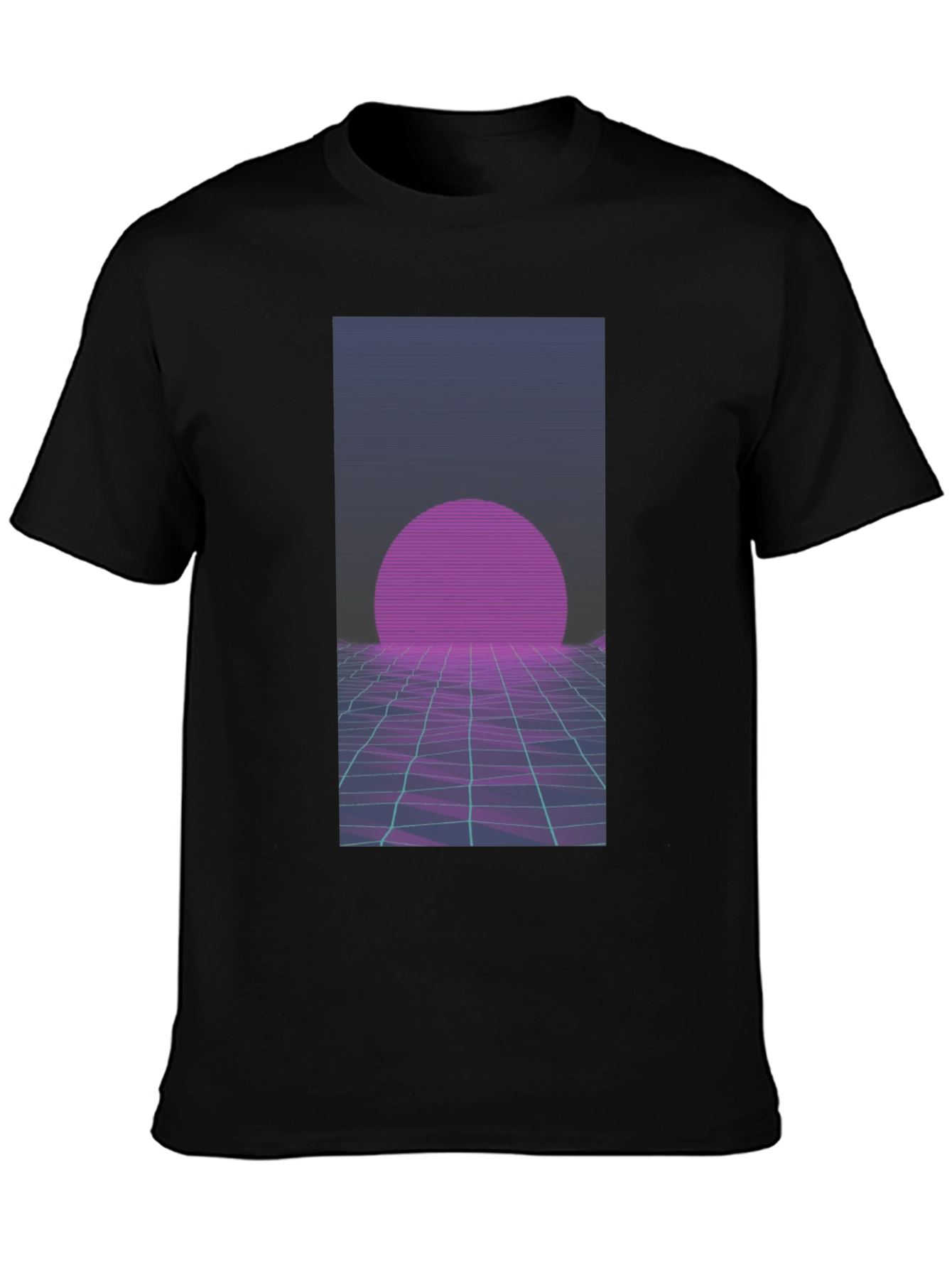 Black Retro Wave T-Shirt: 80s Style Sunset Graphic Tee view 3