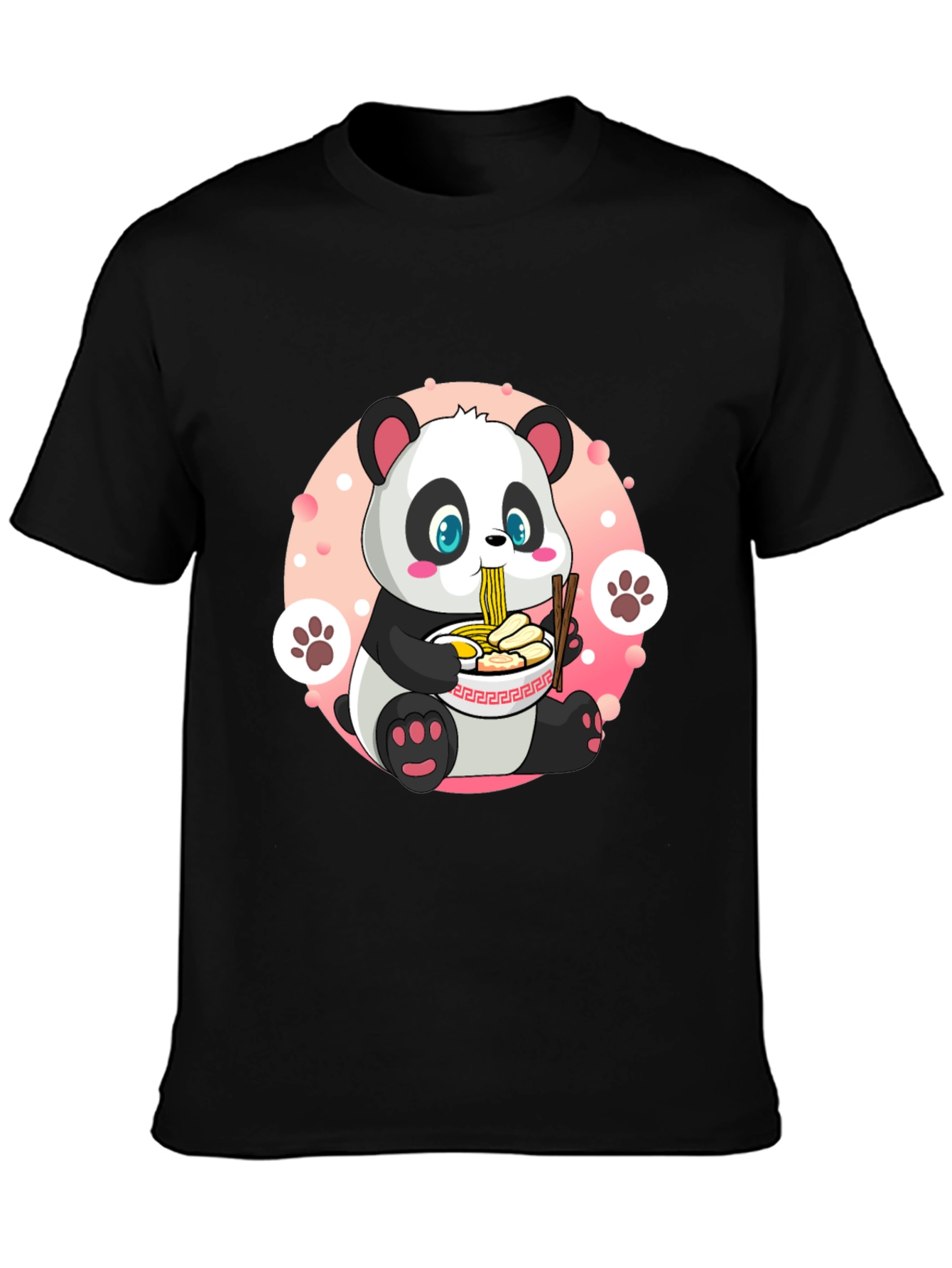 Black Cute Panda Ramen T-Shirt - Fun Anime Style view 3