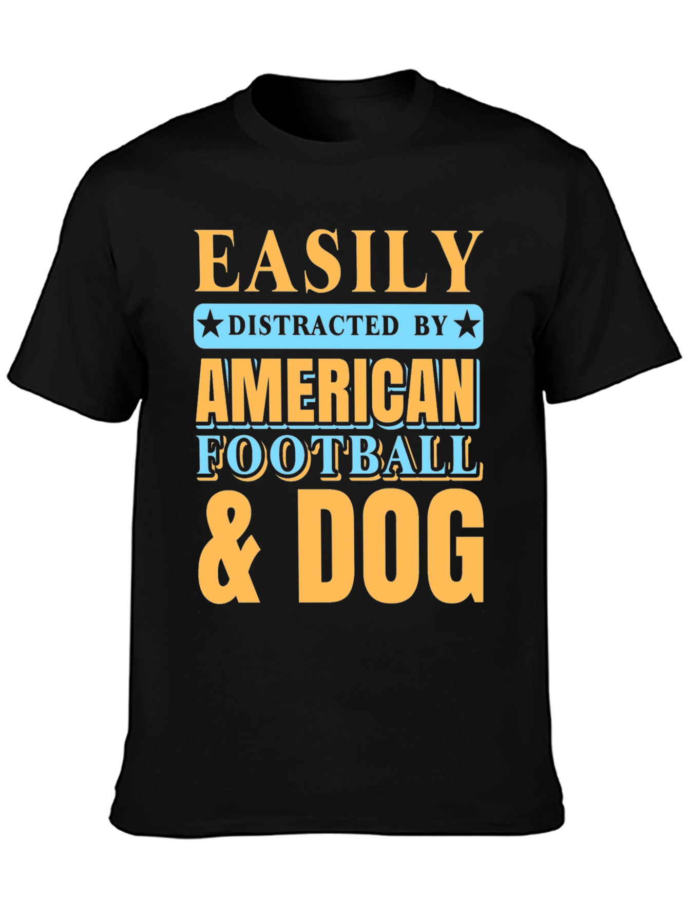 Black Easily Distracted T-Shirt - Football & Dog view 3