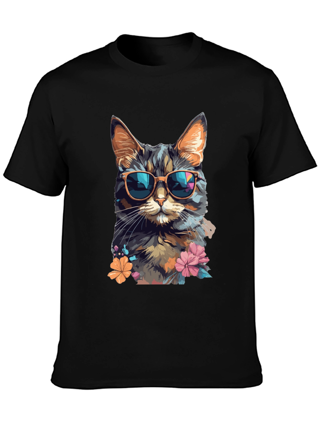 Black Cool Cat T-Shirt: Stylish Feline Design view 3