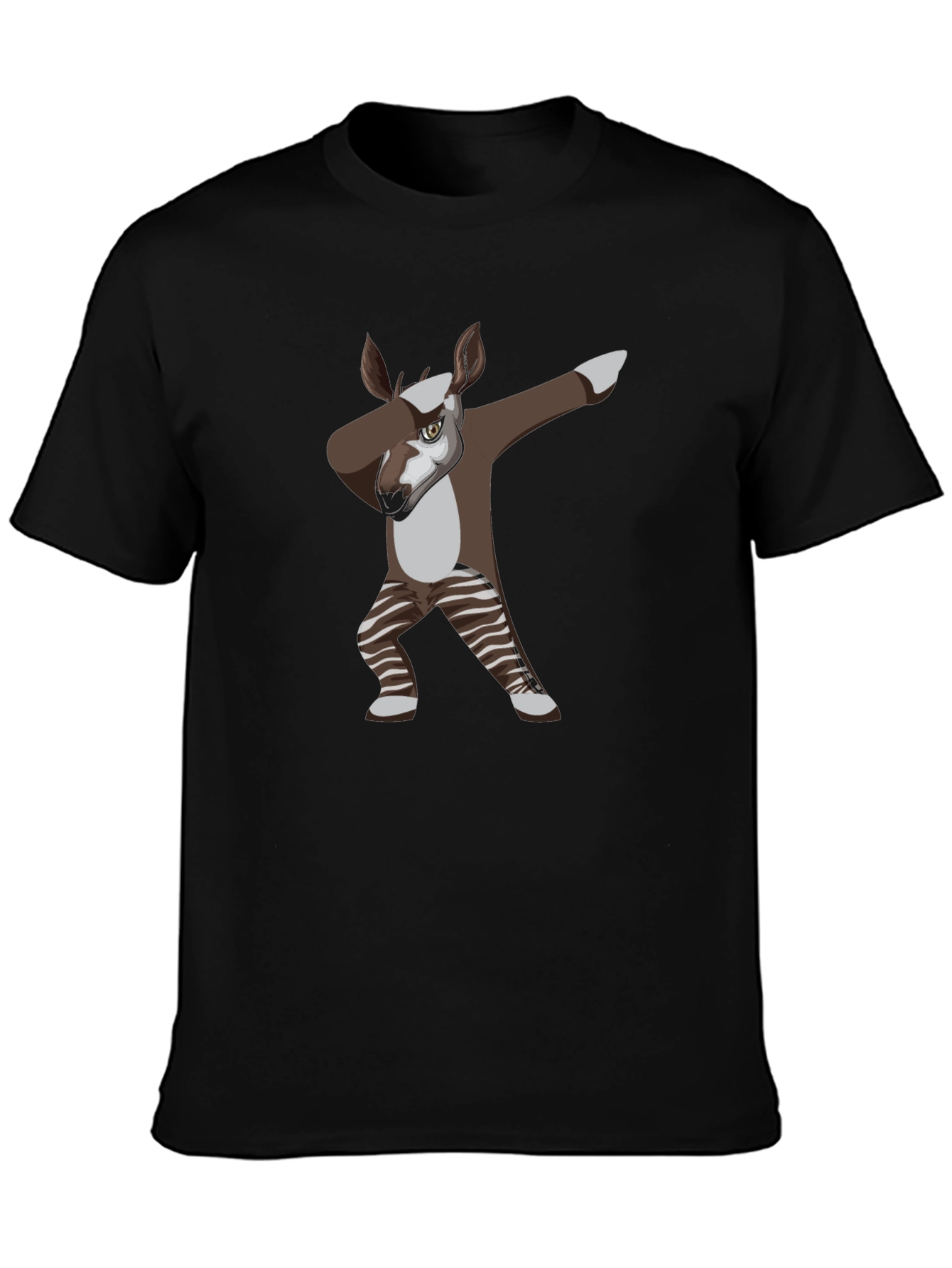 Black Dabbing Okapi Graphic Tee - Cool Animal T-Shirt view 3
