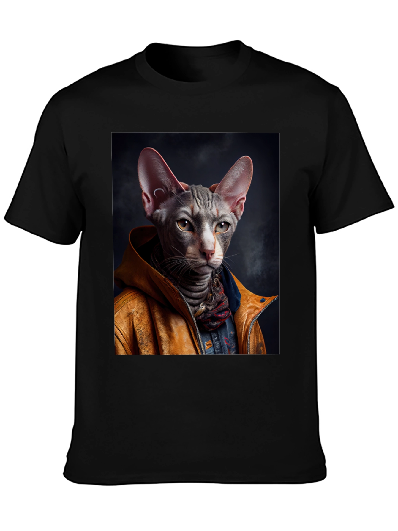 Black Cool Cat T-Shirt - Unique Graphic Tee view 3