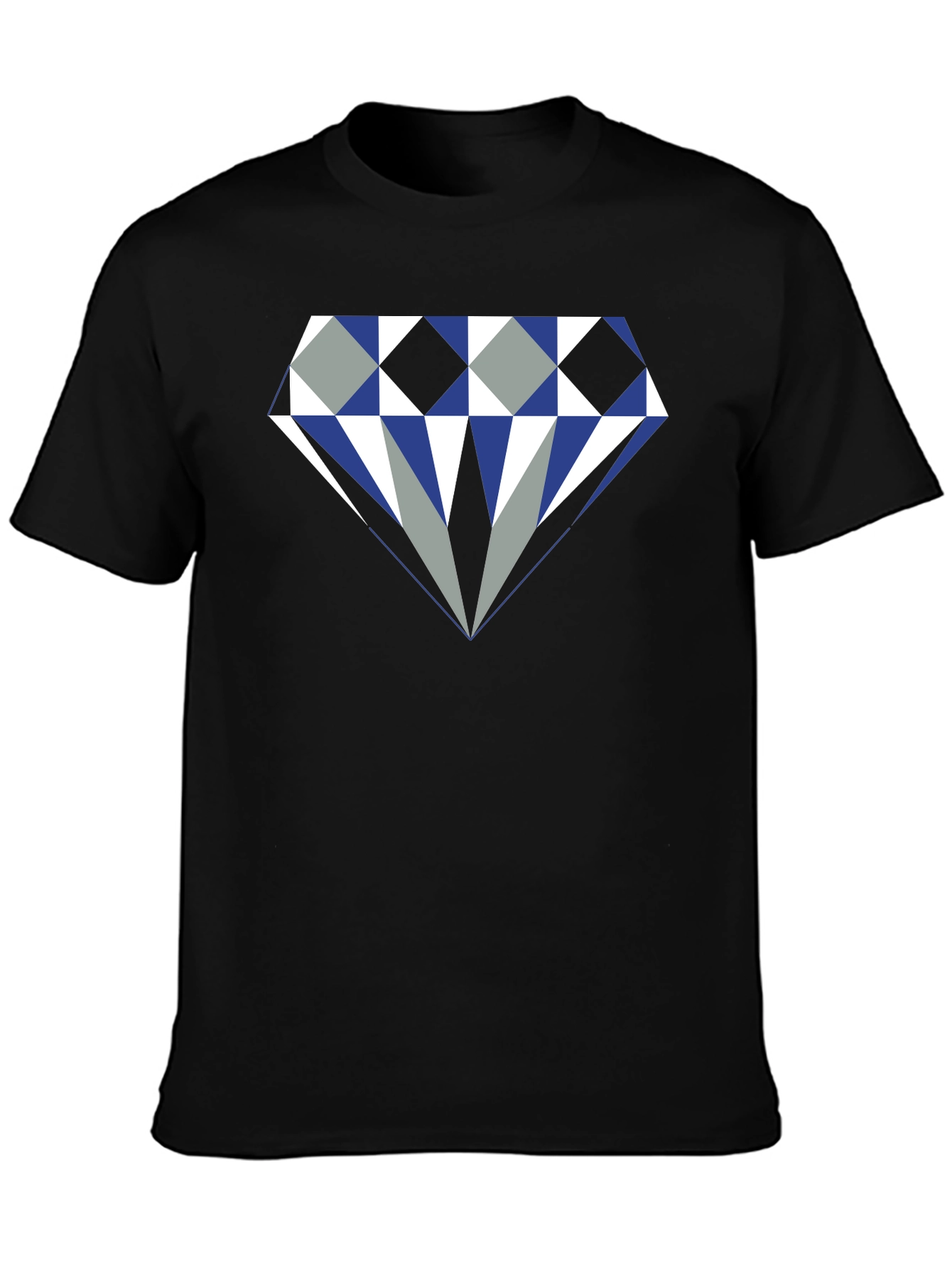 Black Geometric Diamond Graphic Print Men's Tee view 3