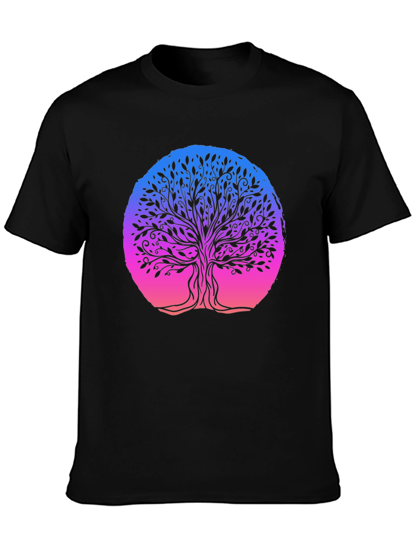 Black Tree of Life Graphic Tee - Black Cotton Blend view 3