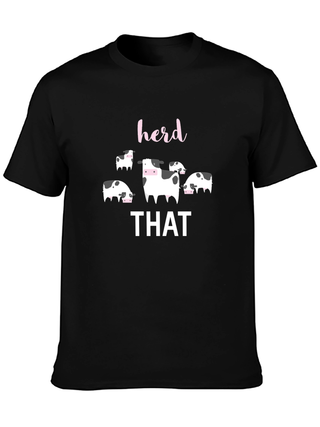 Black Herd That T-Shirt - Black Cotton Tee with Cow Graphic view 3