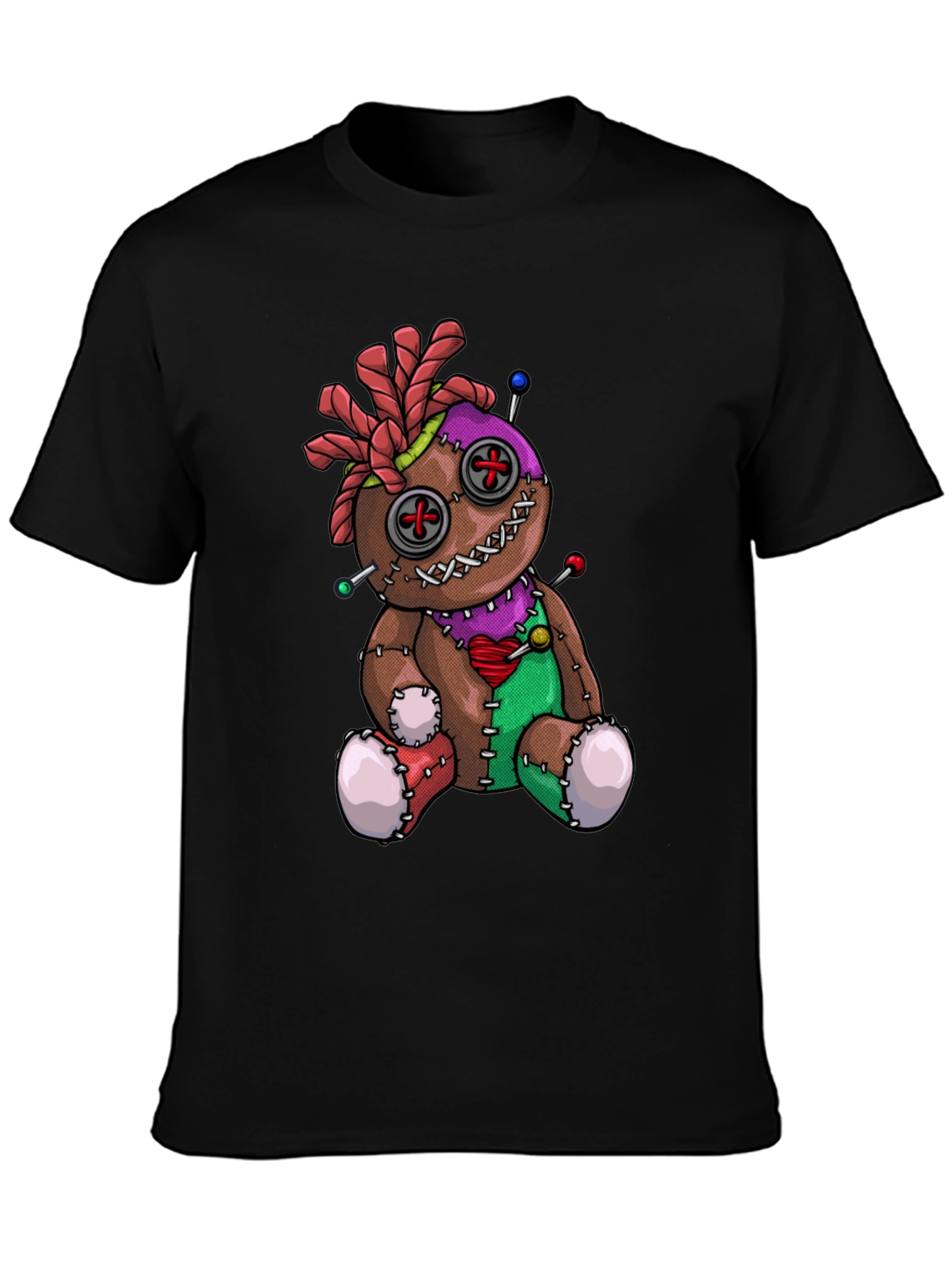 Black Voodoo Doll Graphic T-Shirt - Unique Spooky Design view 3