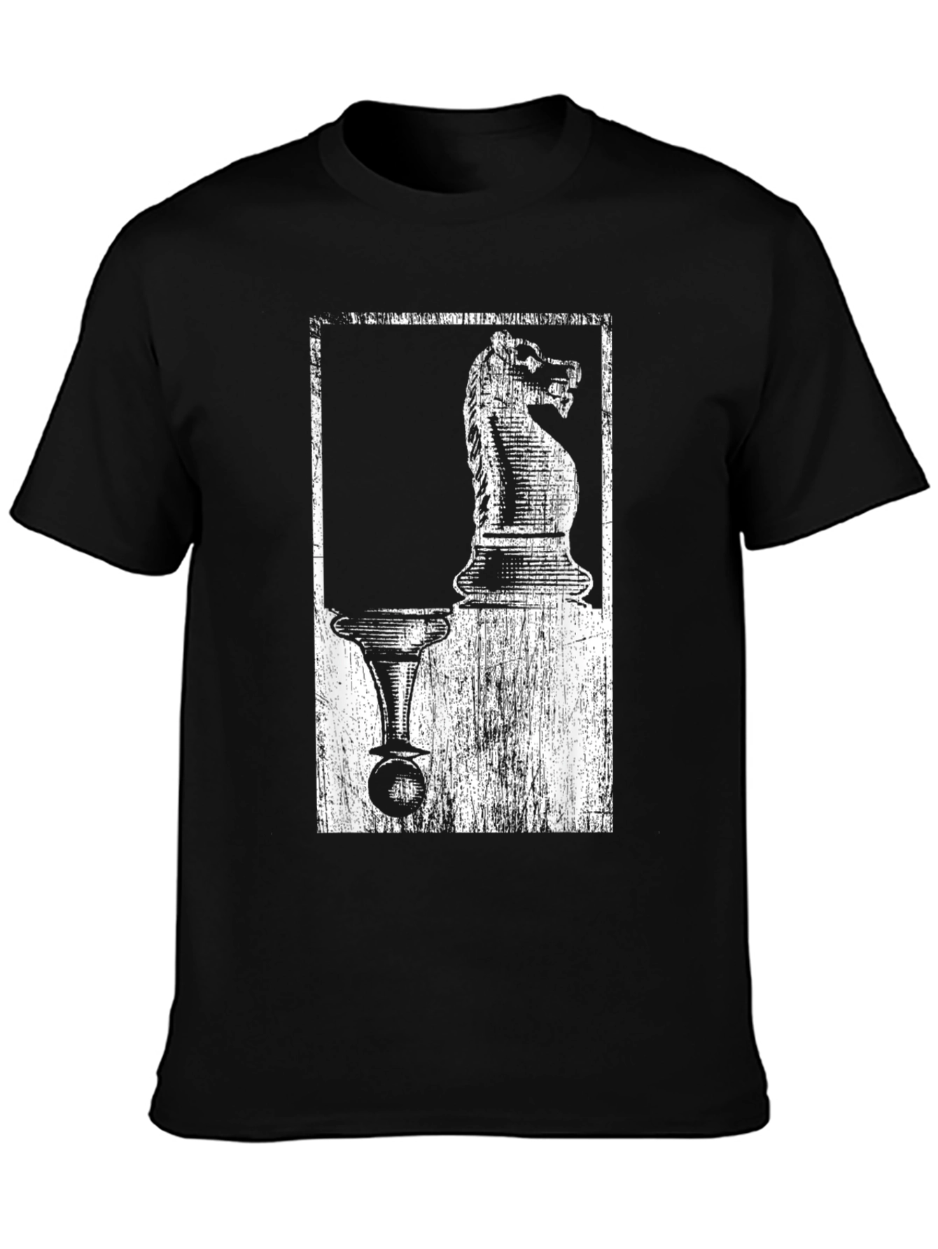 Black Chess Knight & Pawn Graphic Tee - Black Cotton Blend view 3