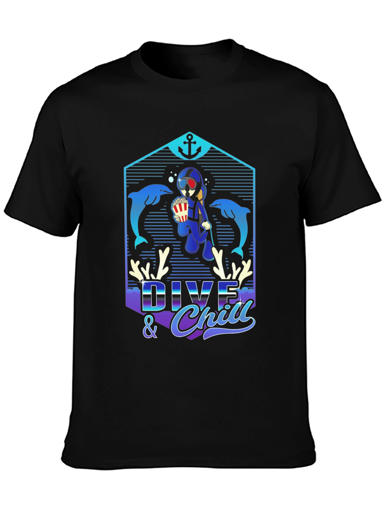 Black Dive & Chill Graphic T-Shirt view 3