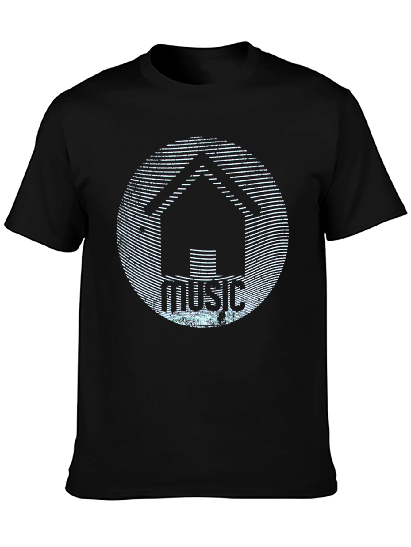 Black House Music Graphic T-Shirt - Black Crew Neck Tee view 3