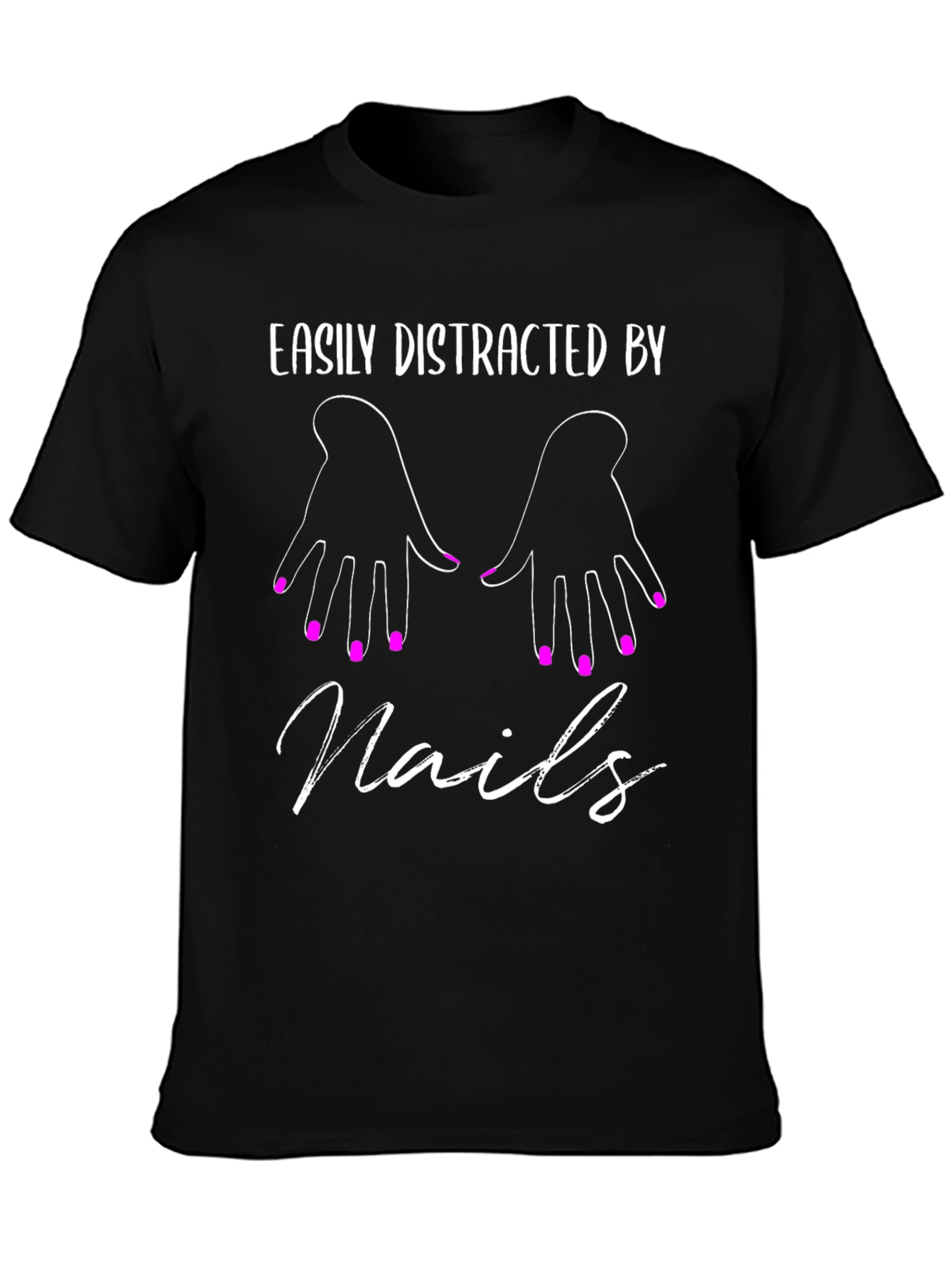 Black Easily Distracted by Nails T-Shirt view 3