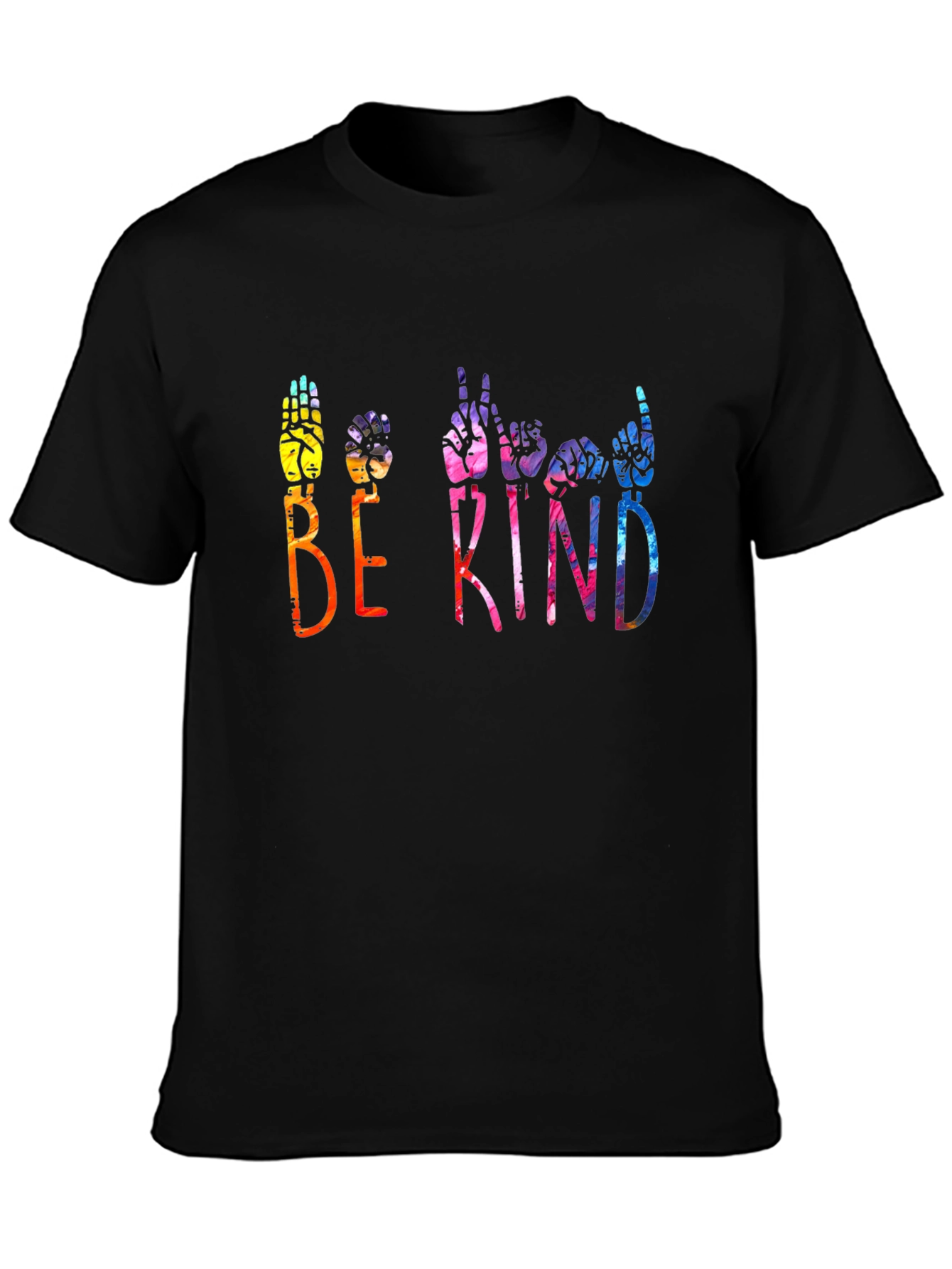 Black Be Kind Sign Language Graphic T-Shirt view 3