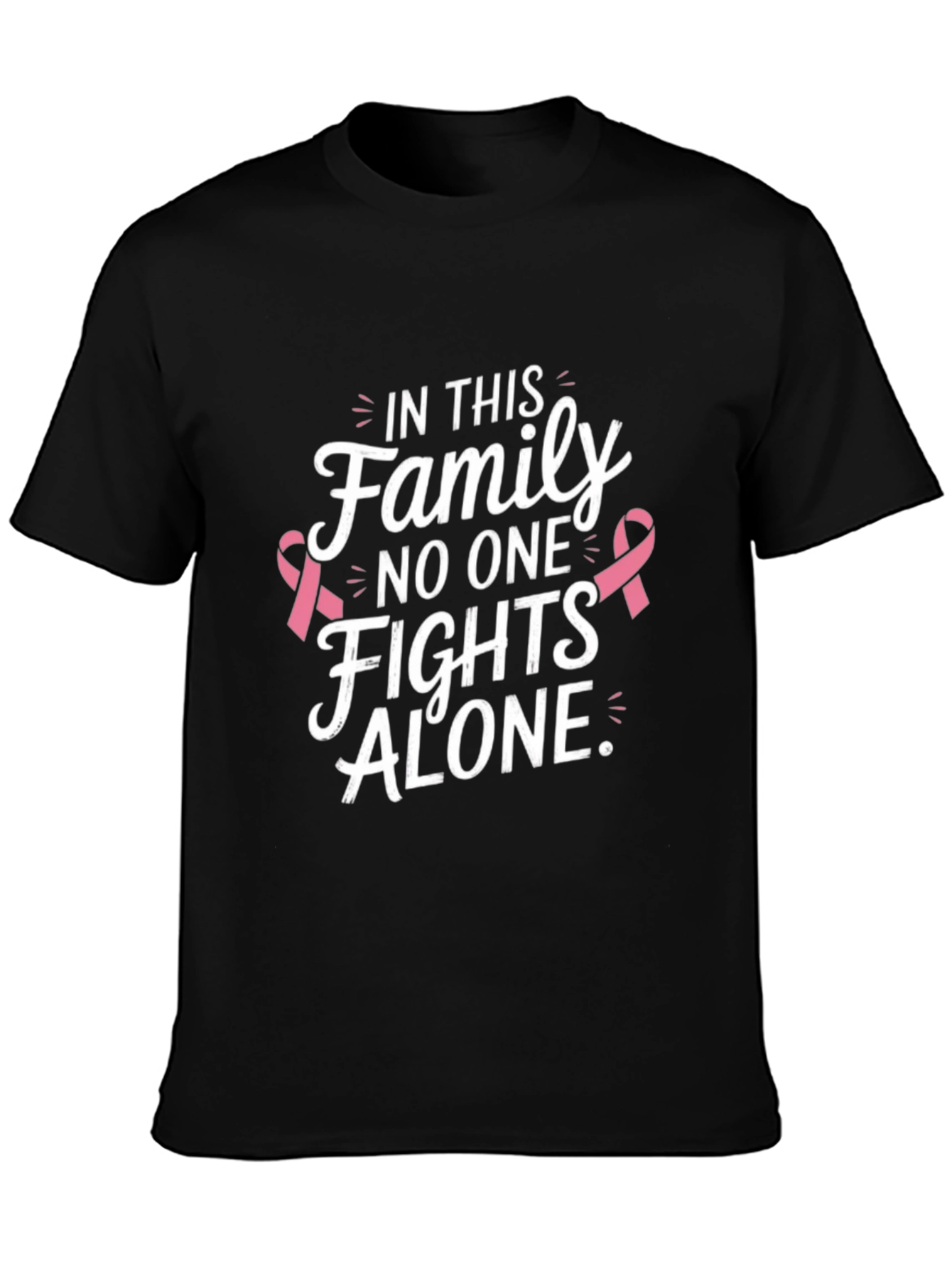 Black Family Fights Alone Breast Cancer Awareness T-Shirt view 3