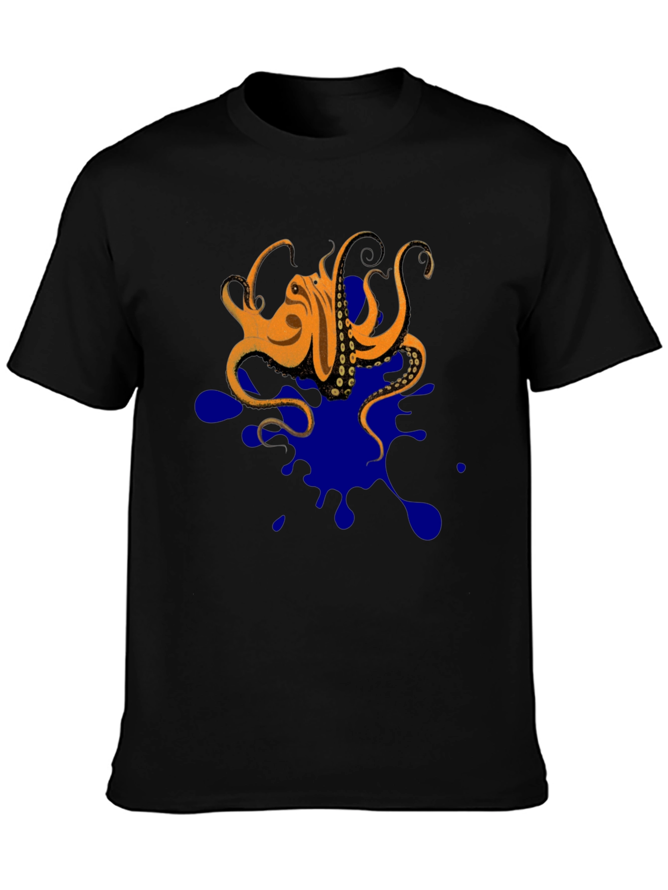Black Octopus Ink Splatter T-Shirt - Unique Graphic Tee view 3
