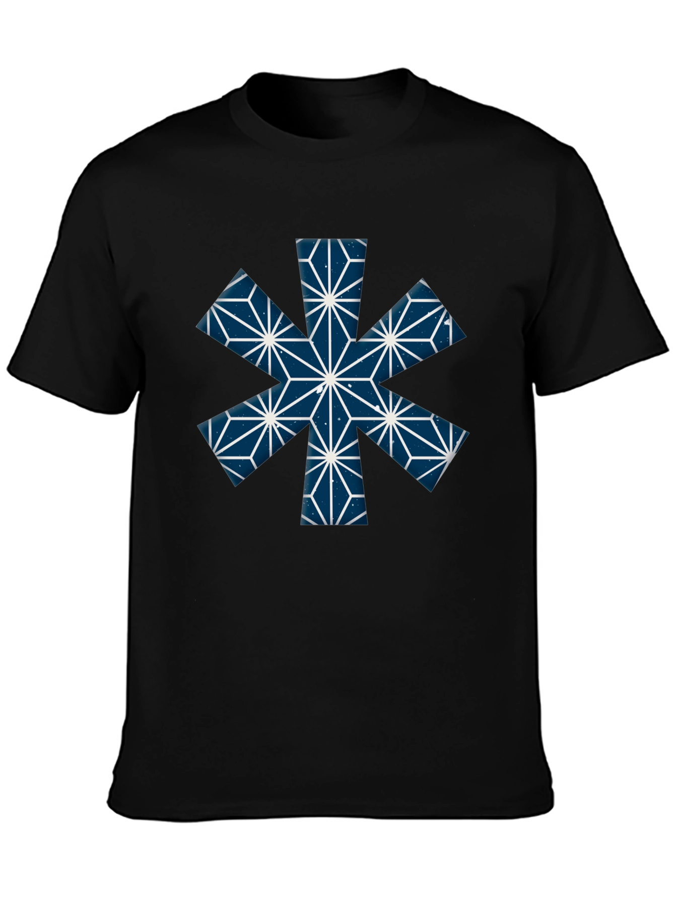 Black Geometric Pattern Black T-Shirt view 3