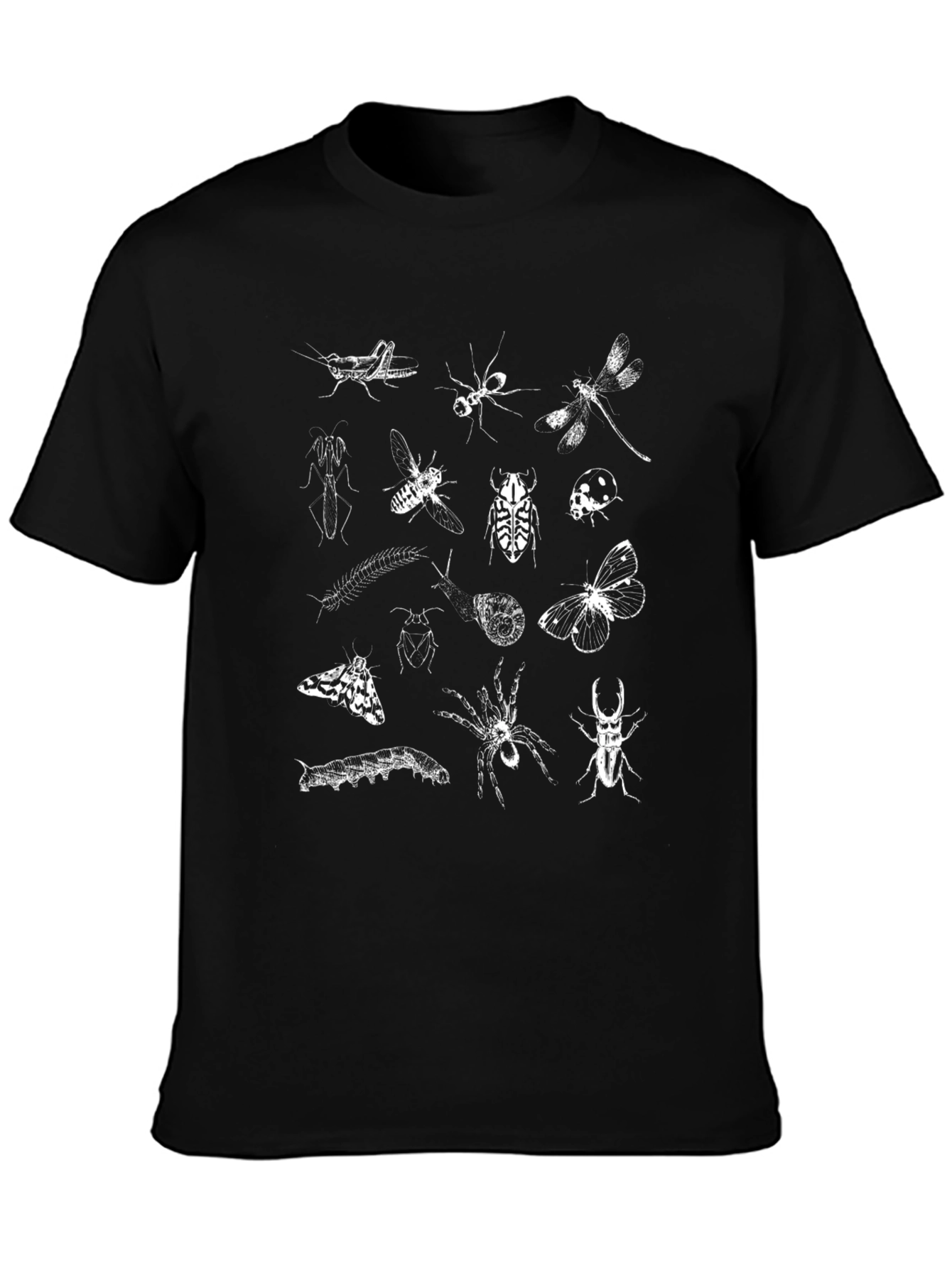 Black Insect Sketch Graphic Tee - Unisex Black T-Shirt view 3