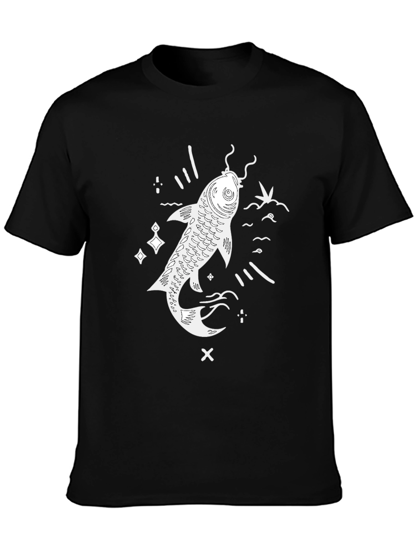 Black Koi Fish Graphic T-Shirt - Black Casual Tee view 3