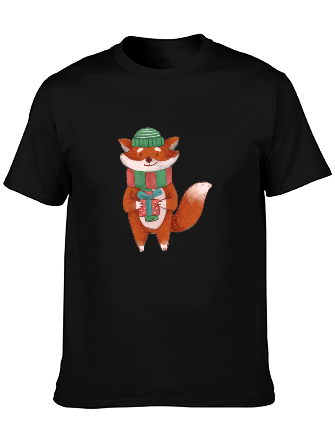 Black Festive Fox Graphic Tee - Holiday Cheer view 3