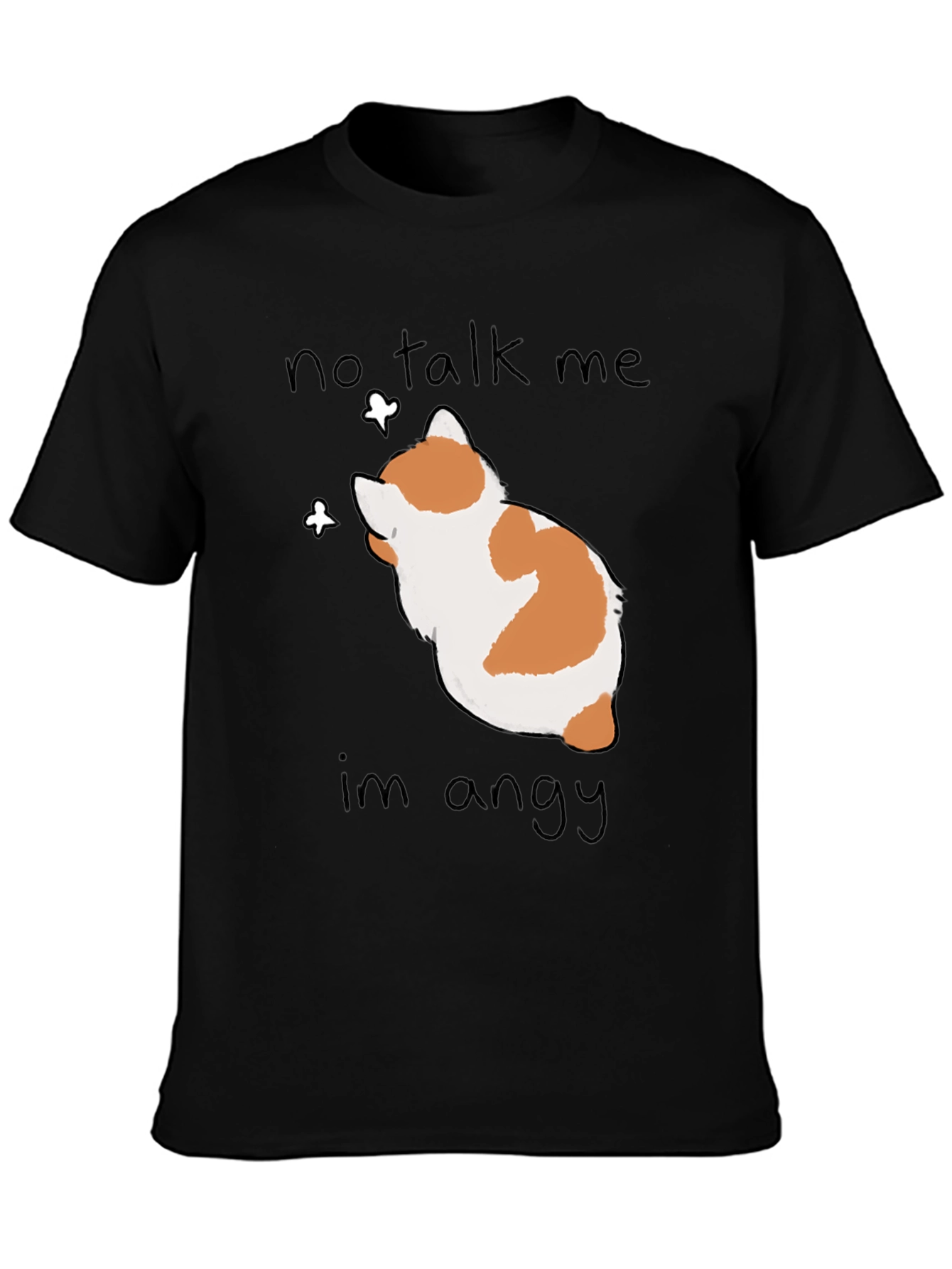 Black No Talk Me I'm Angy T-Shirt - Funny Cat Tee view 3