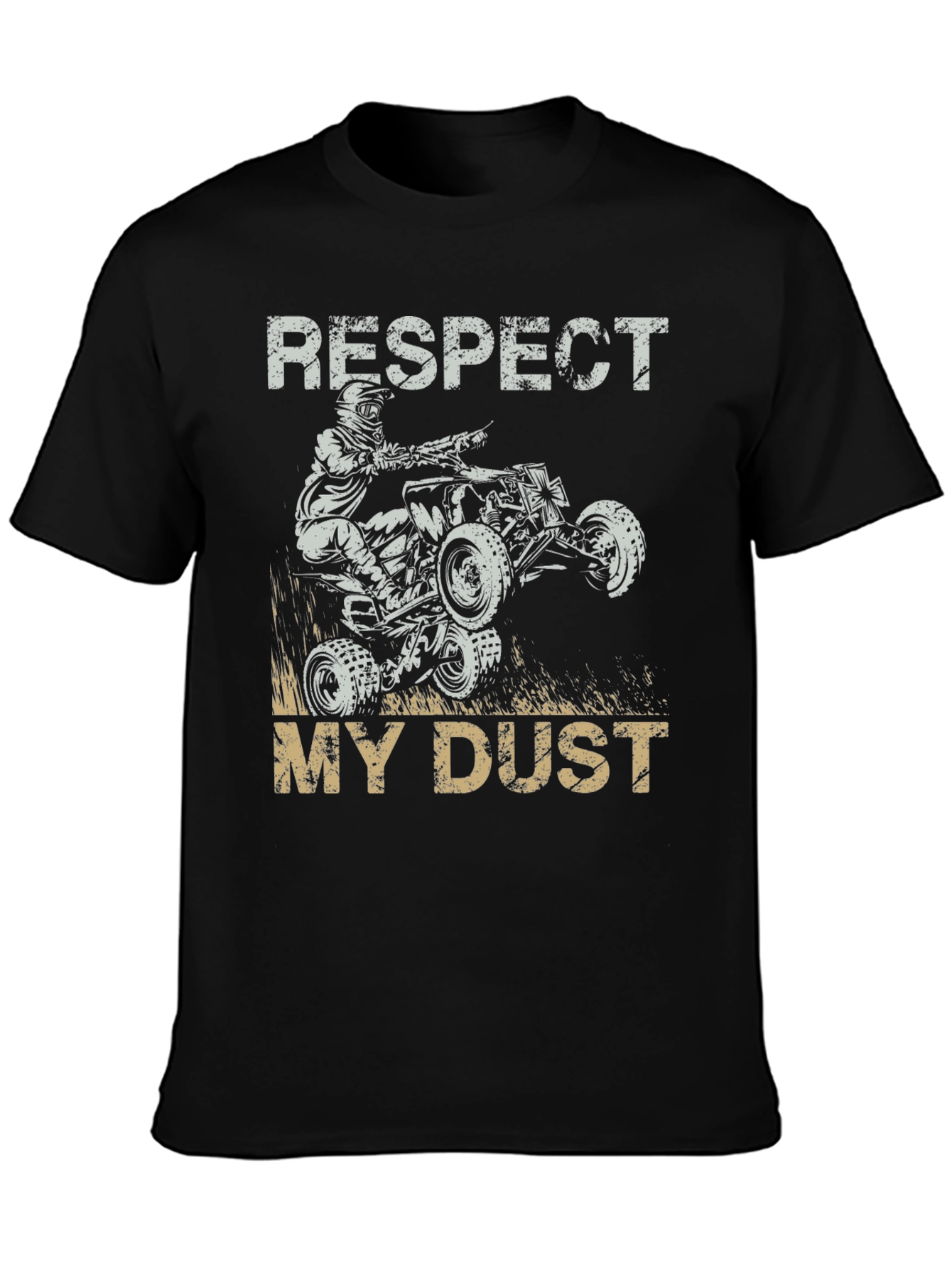 Black Respect My Dust ATV Rider Graphic Tee view 3