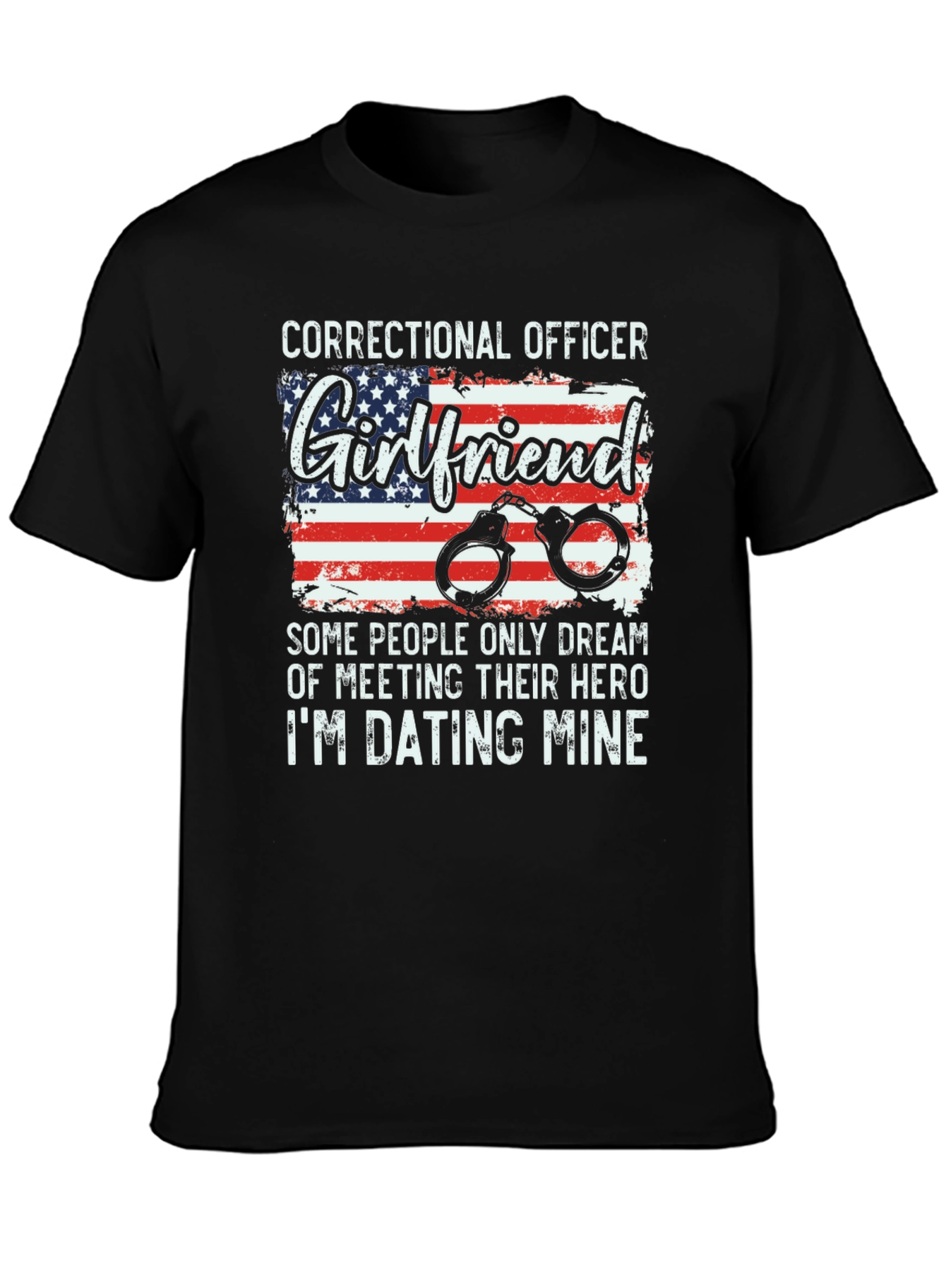 Black Correctional Officer Girlfriend T-Shirt - Hero Dating Tee view 3
