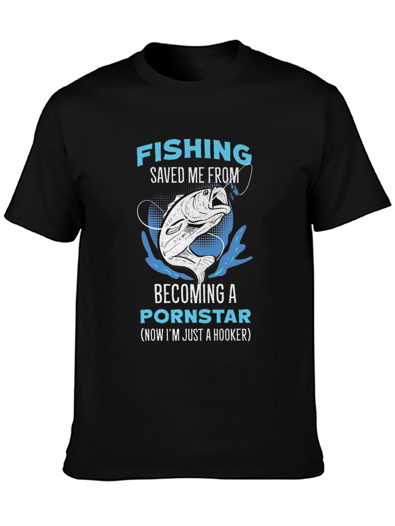 Black Fishing Saved Me T-Shirt - Humorous Angler Tee view 3