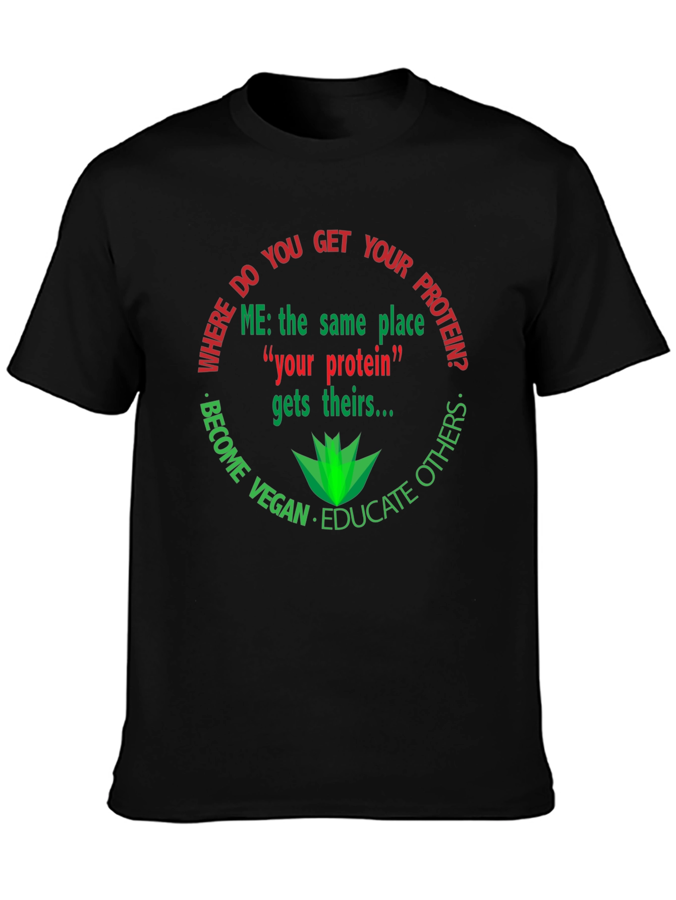 Black Vegan Protein T-Shirt - Educate Others view 3