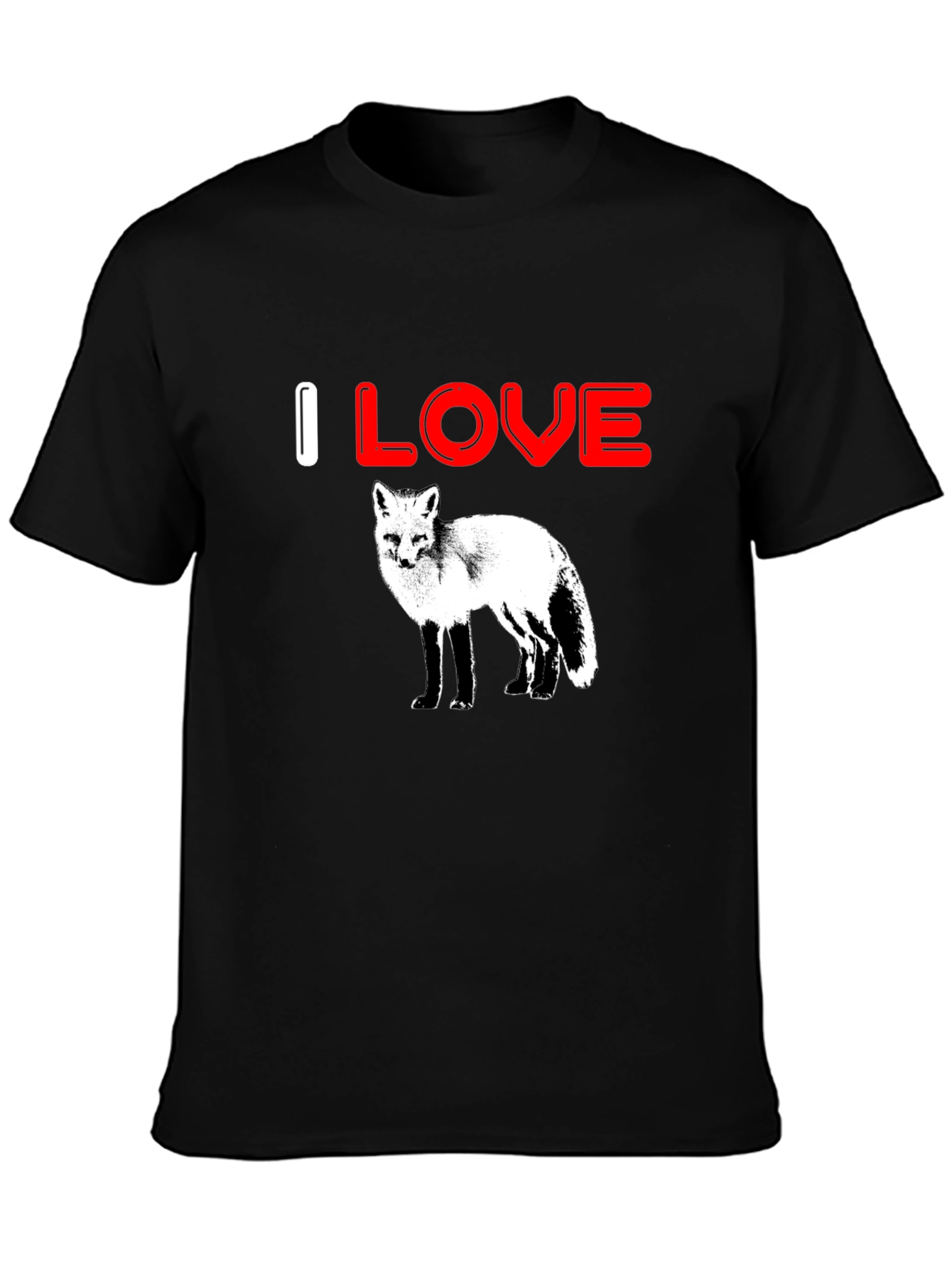 Black I Love Foxes Graphic Tee - Black Cotton T-Shirt view 3