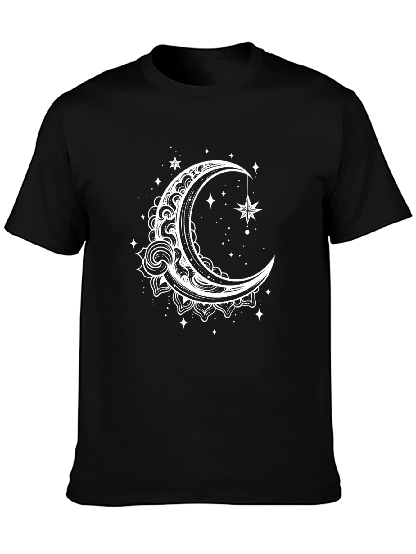 Black Celestial Moon & Star Graphic Tee - Black view 3