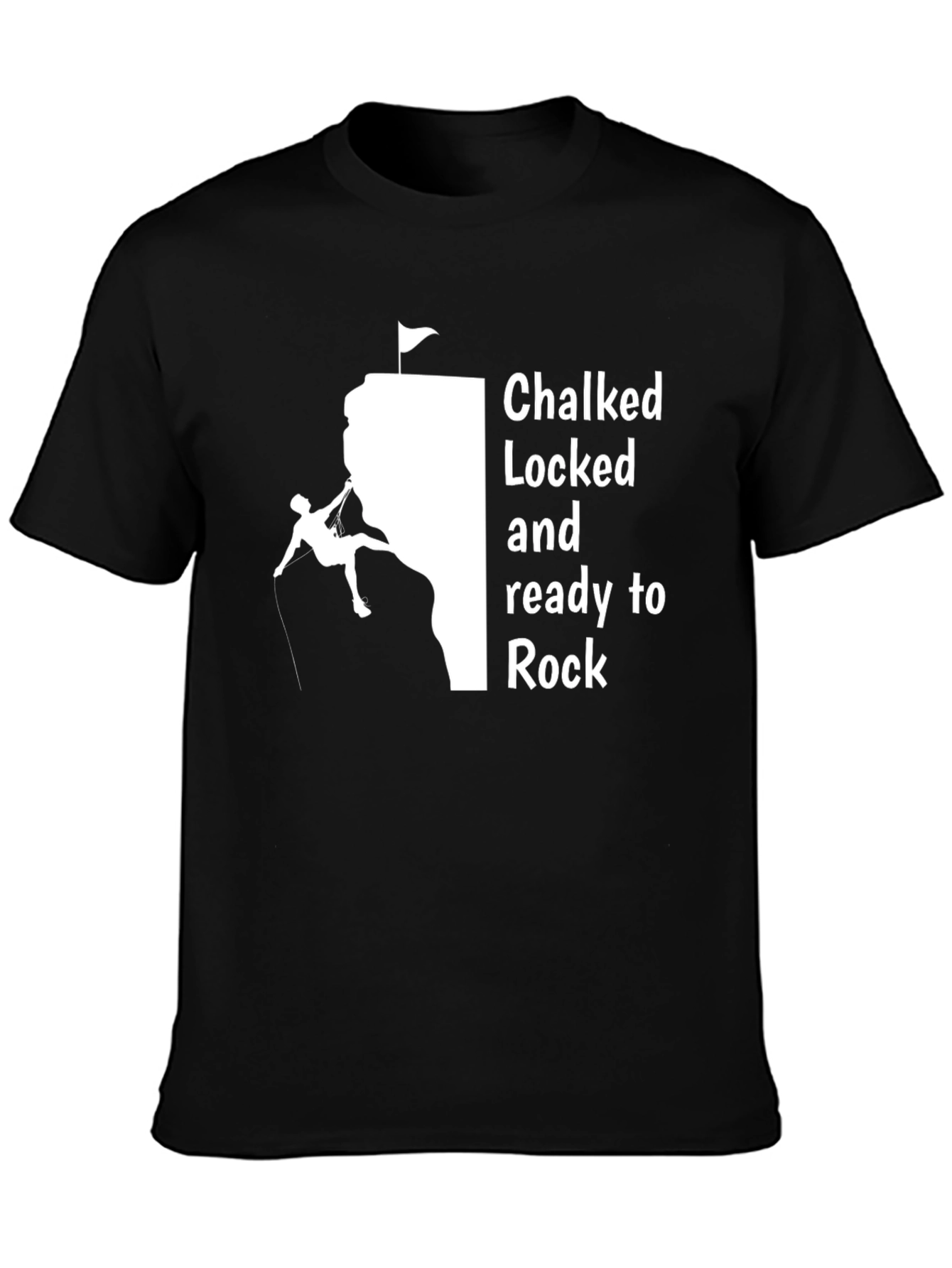 Black Climber Graphic T-Shirt - Chalked, Locked and Ready to Rock view 3