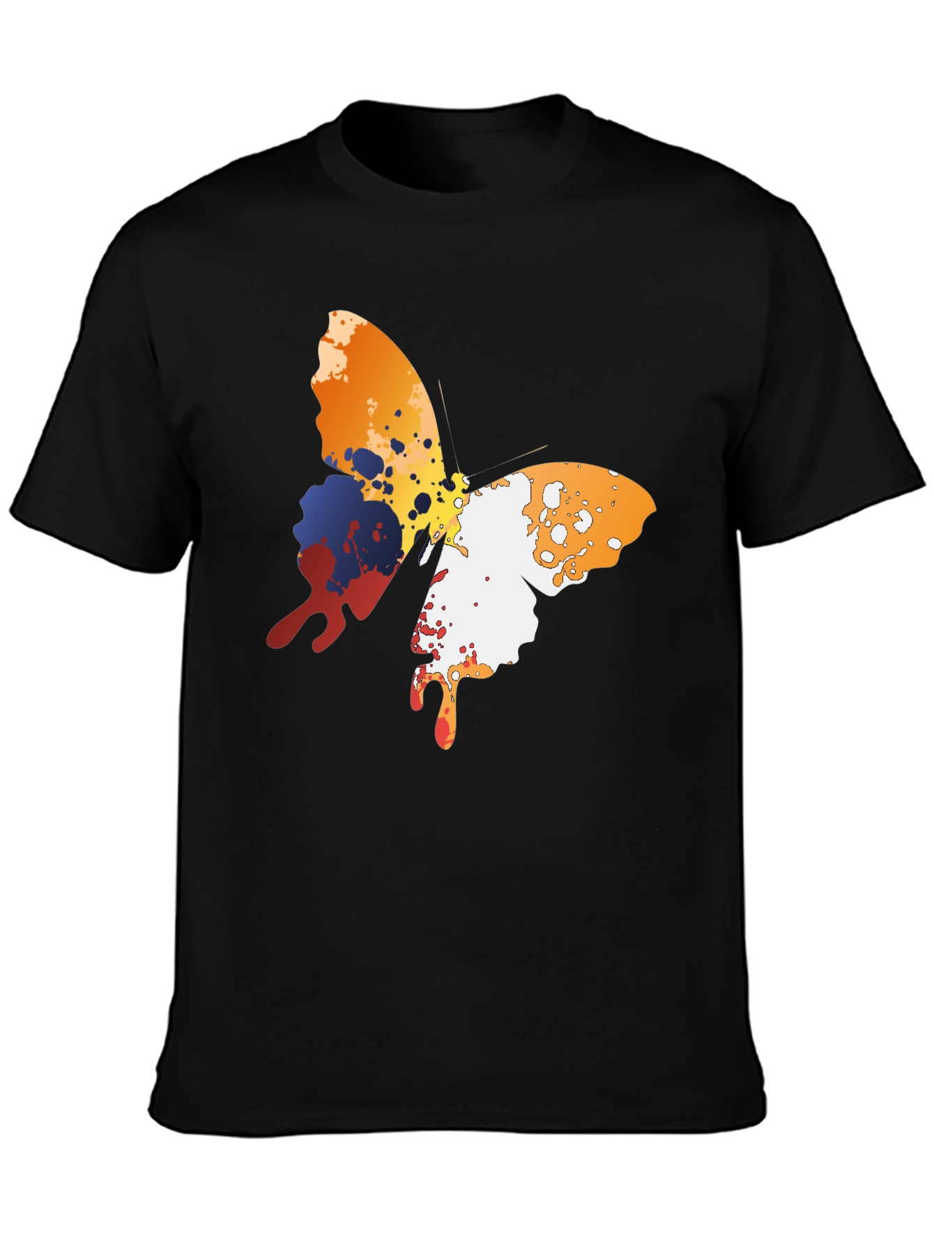 Black Abstract Butterfly Graphic Men's Black T-Shirt view 3