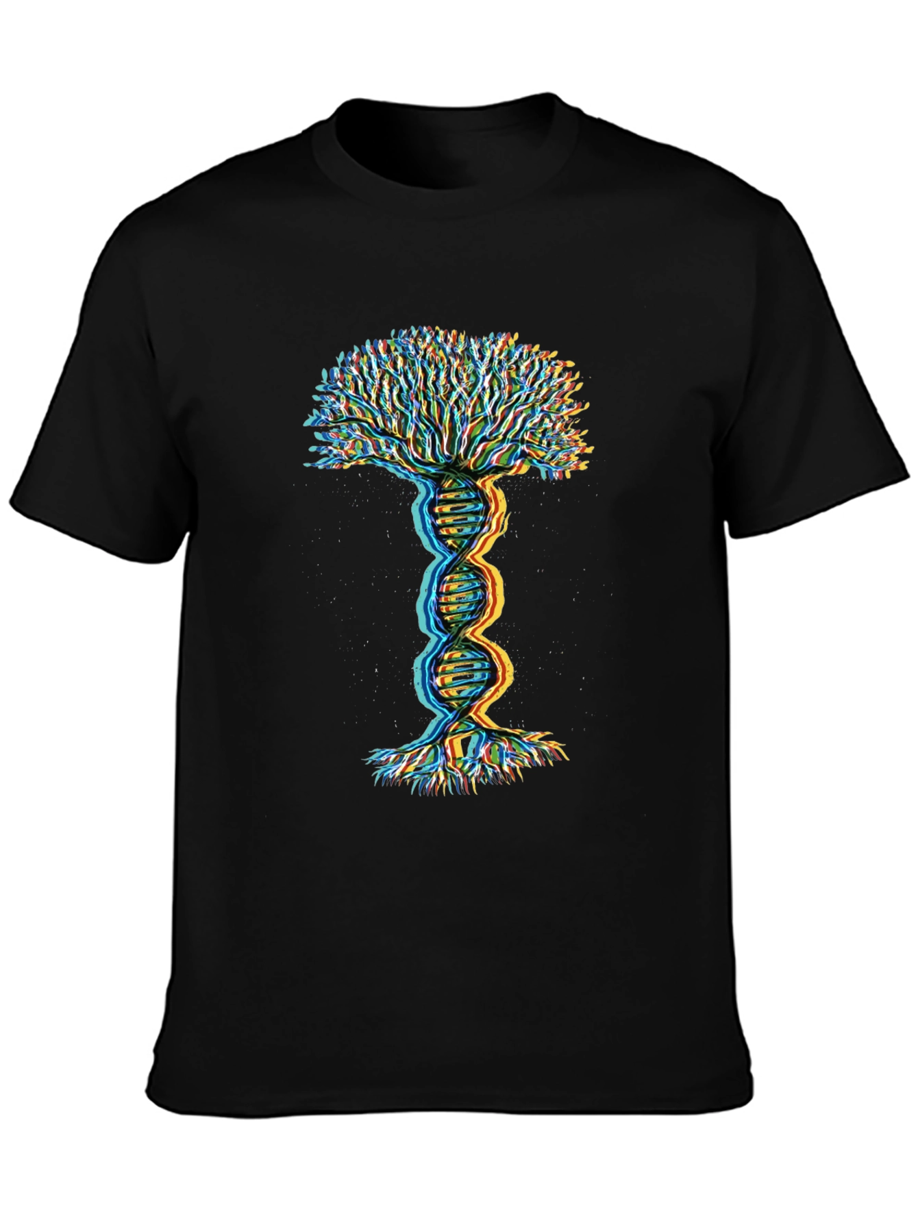 Black DNA Tree of Life Graphic Tee - Black view 3