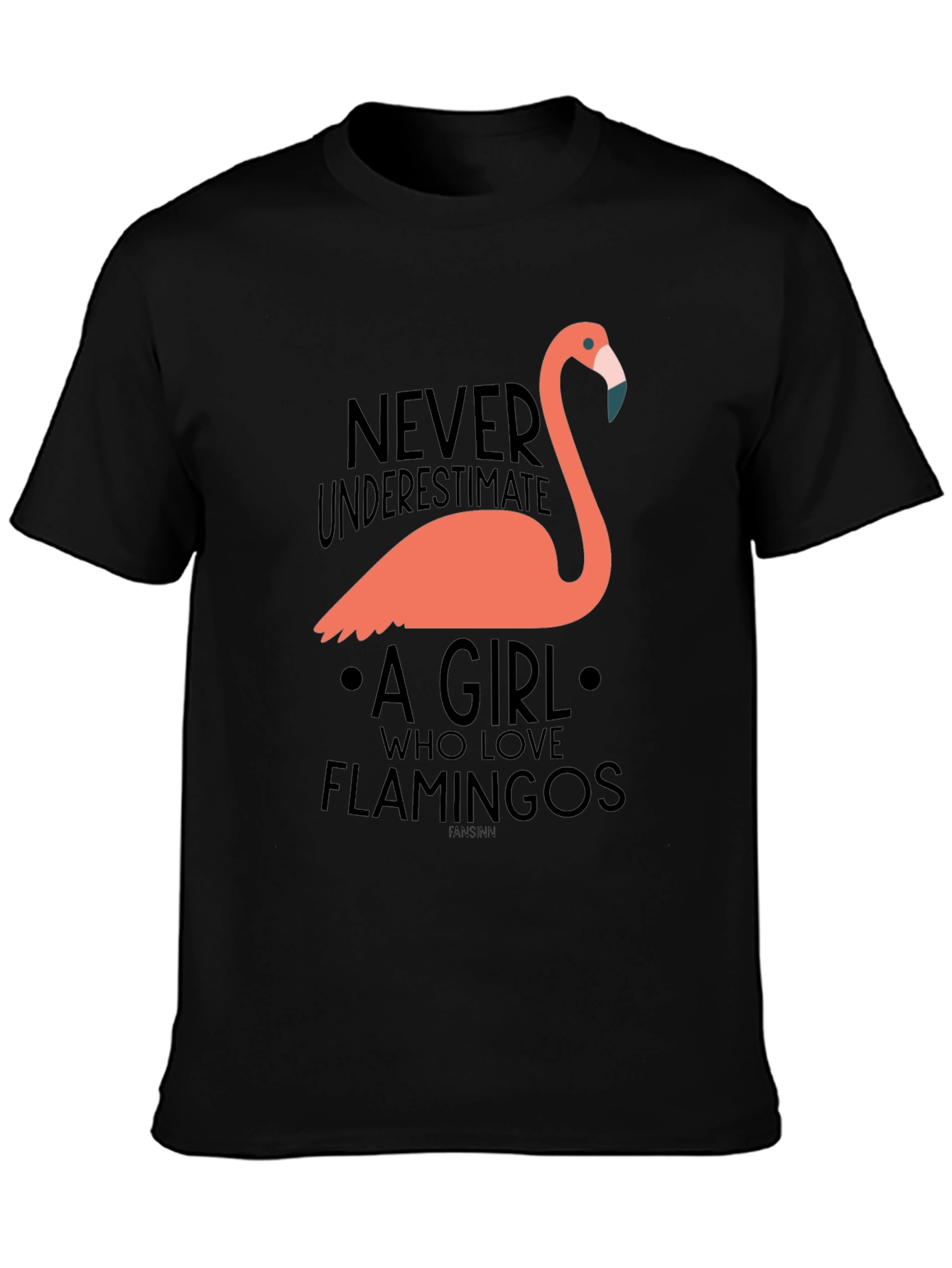 Black Funny Flamingo Lover T-Shirt - Never Underestimate a Girl view 3