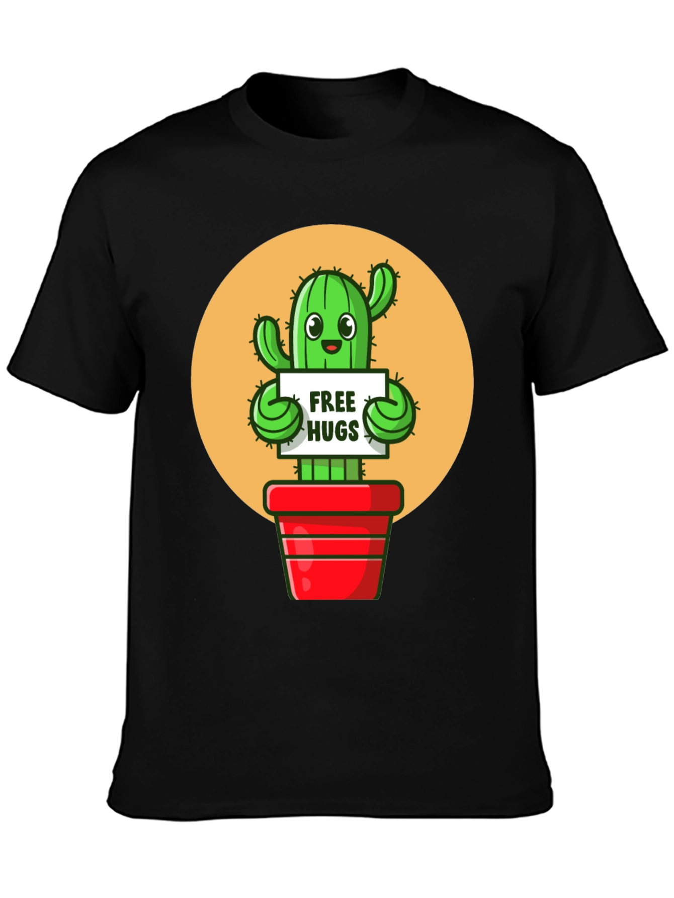 Black Cactus Free Hugs Graphic Tee view 3