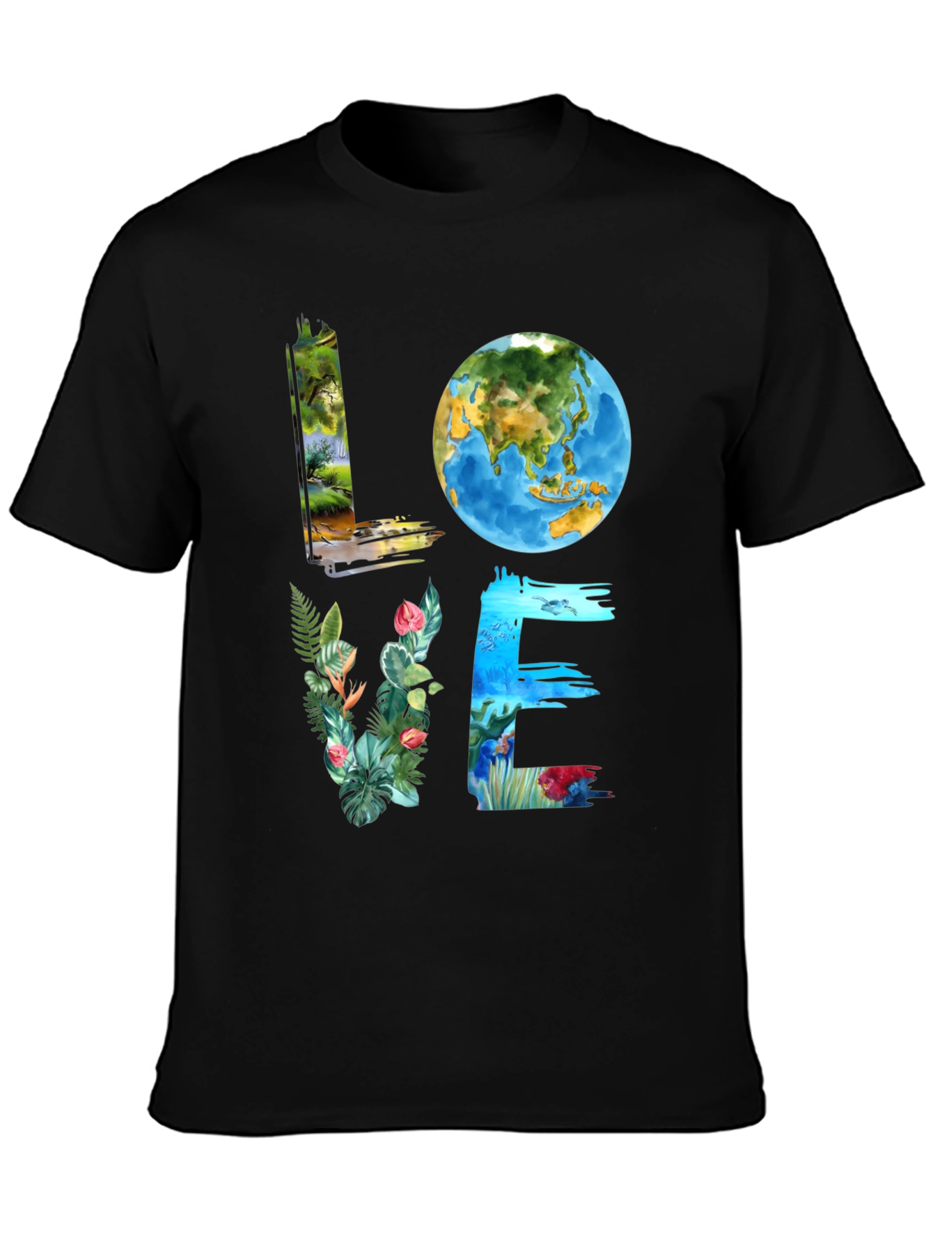 Black Love Earth Graphic Tee - Nature Inspired view 3