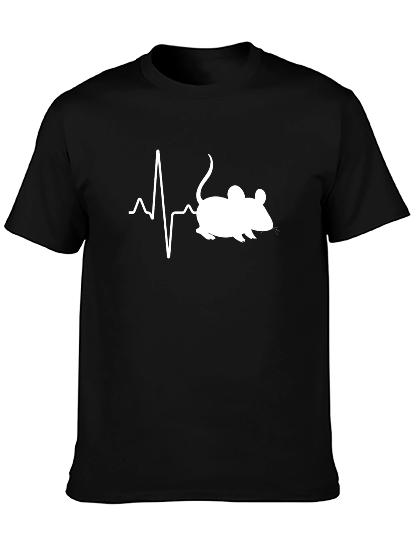 Black Mouse Heartbeat T-Shirt - Black Graphic Tee view 3