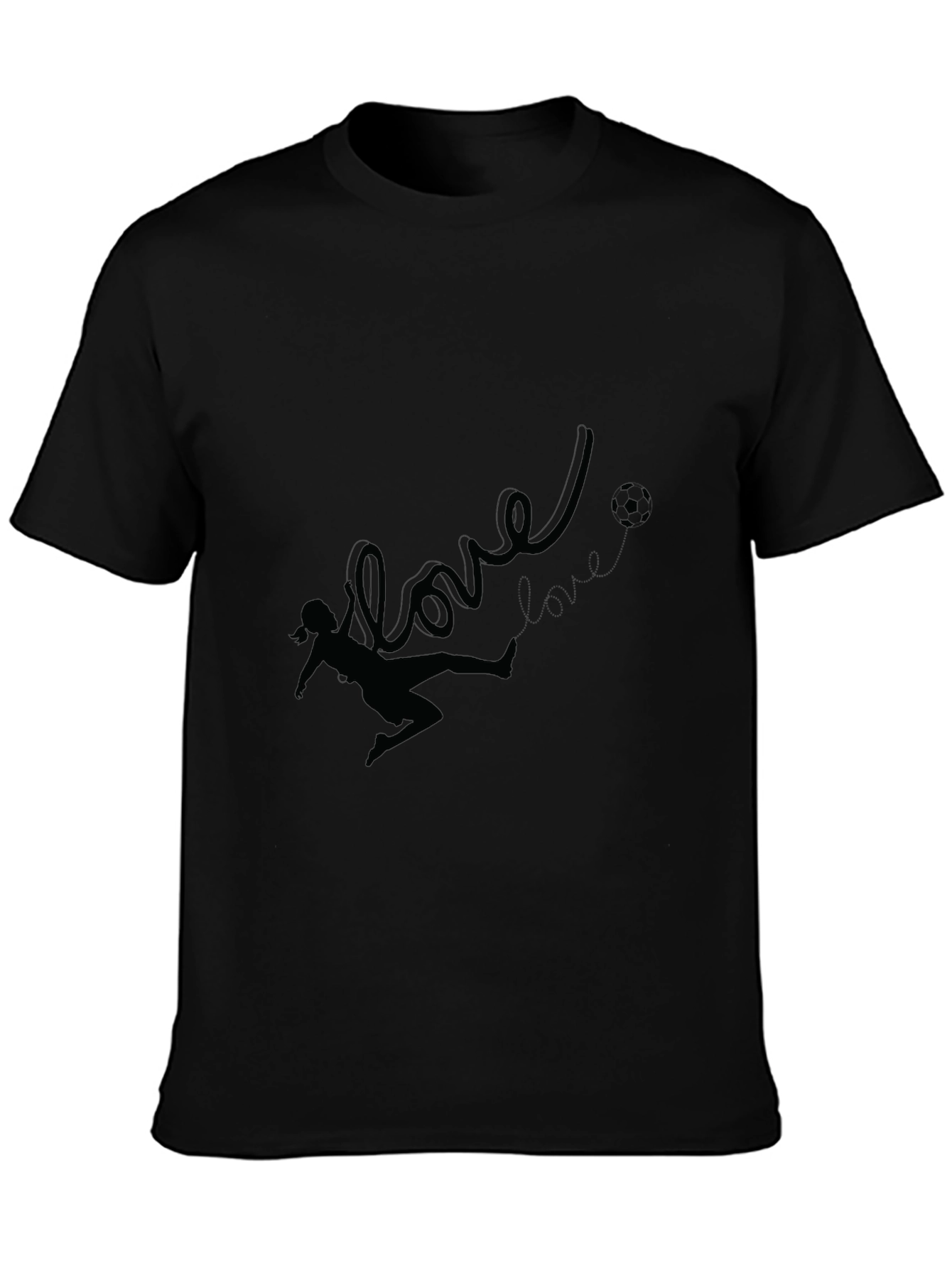 Black Love Soccer Black T-Shirt for Women view 3